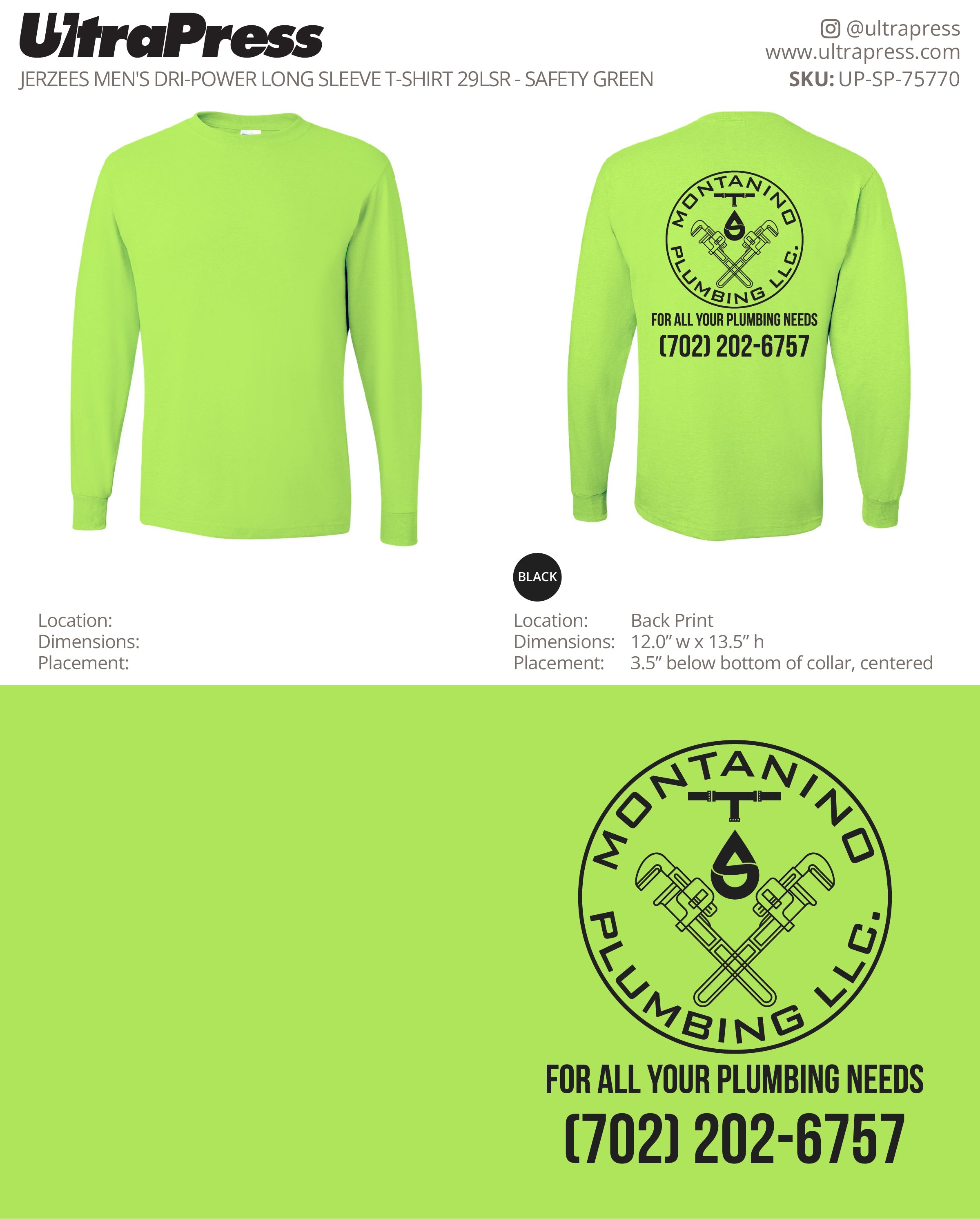 UP-SP-75770 Montanino Plumbing LLC Black Logo - Silvia 48 Min Qty (Bulk)