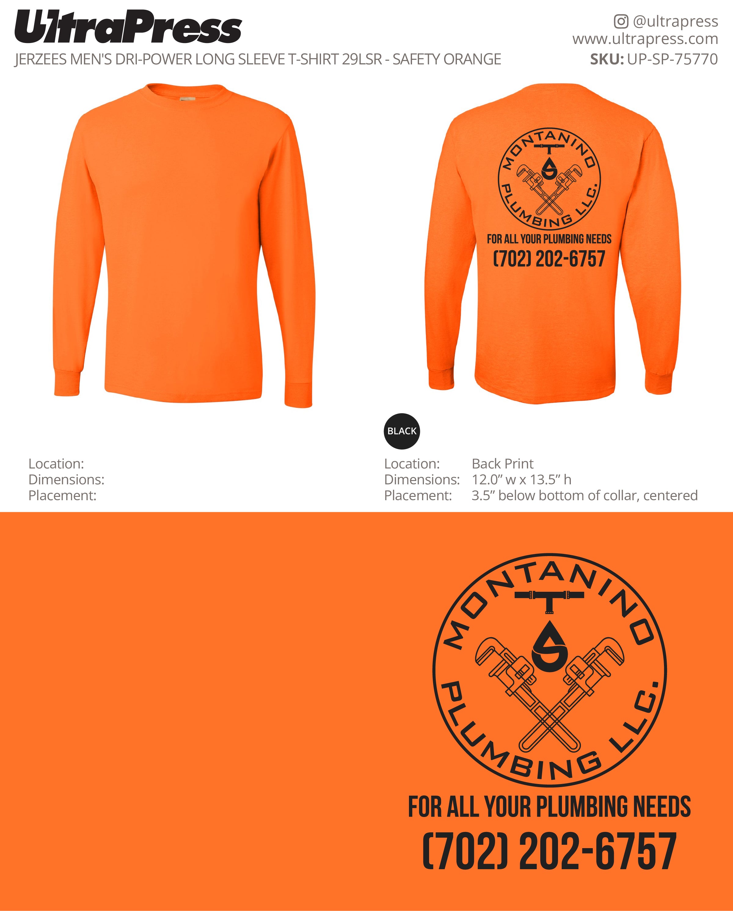 UP-SP-75770 Montanino Plumbing LLC Black Logo - Silvia 48 Min Qty (Bulk)