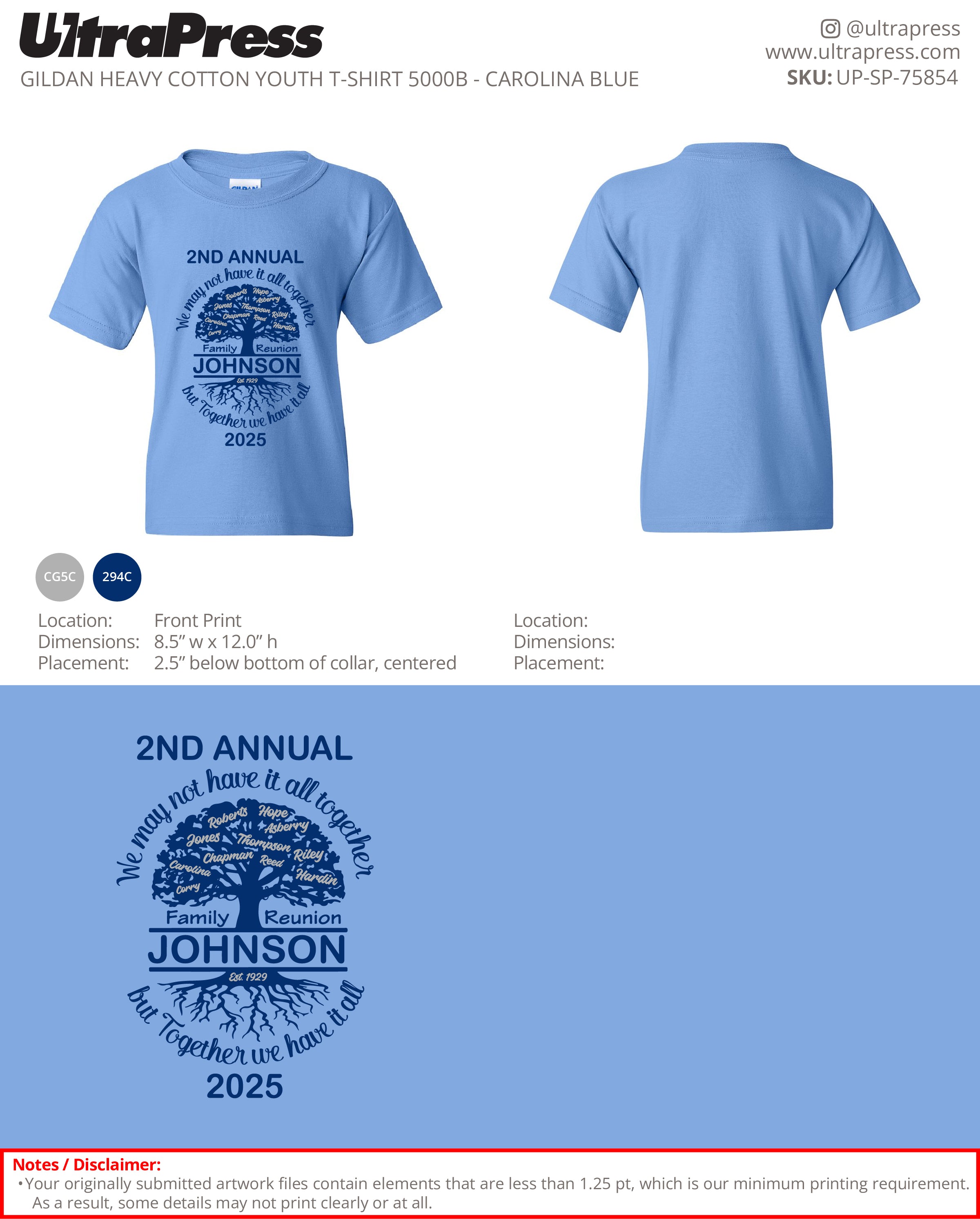 UP-SP-75854 Johnson Family Reunion 2025 - Terry Johnson 100 Min Qty (Bulk)