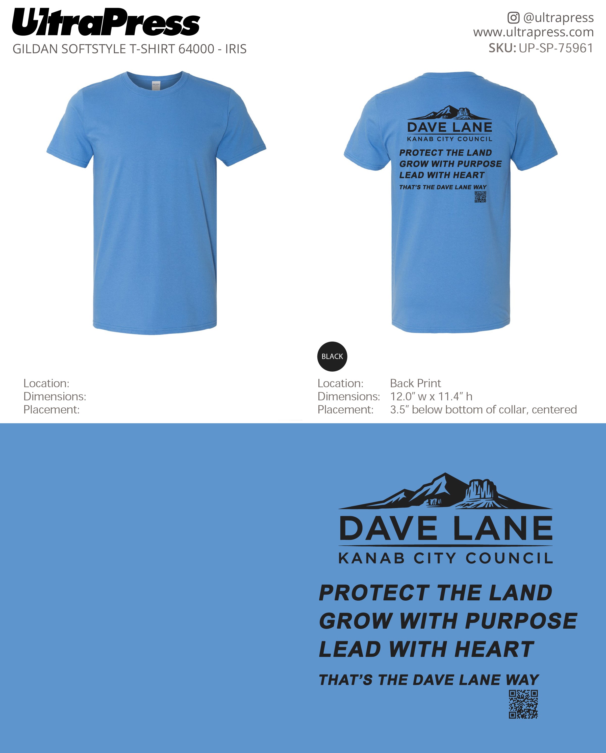 UP-SP-75961 Dave Lane Kanab City Council - David Lane 100 Min Qty (Bulk)