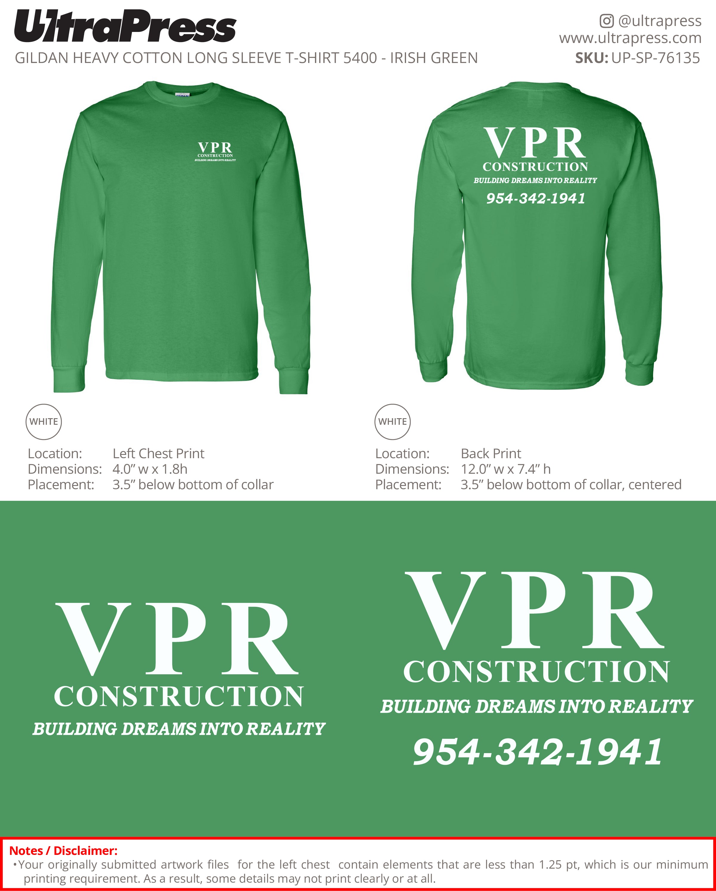 UP-SP-76135 VPR Construction - Gail Conway Abreu 50 Min Qty (Bulk)