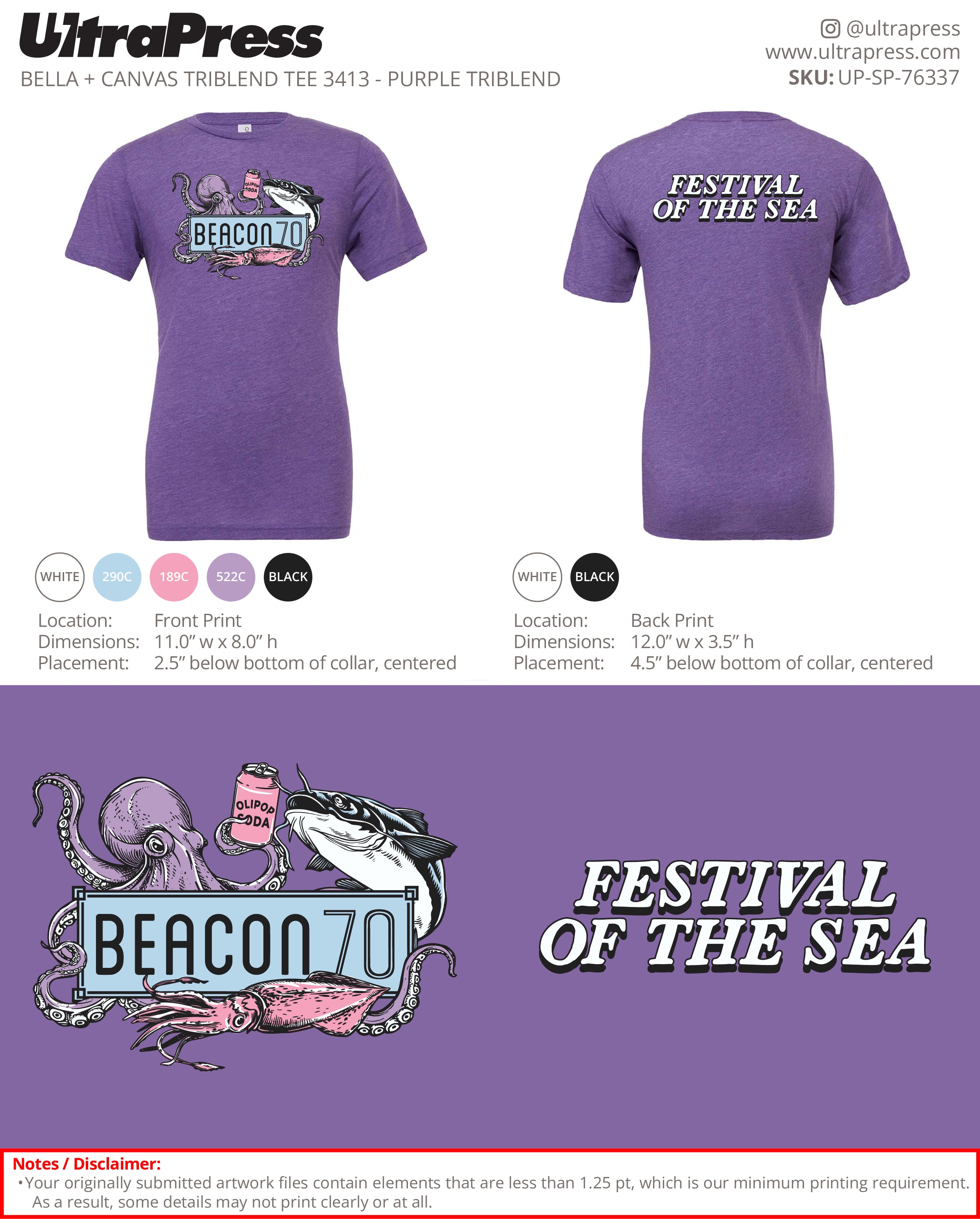 UP-SP-76337 Beacon Seafood Festival Tees - Vin 24 Min Qty (Bulk)