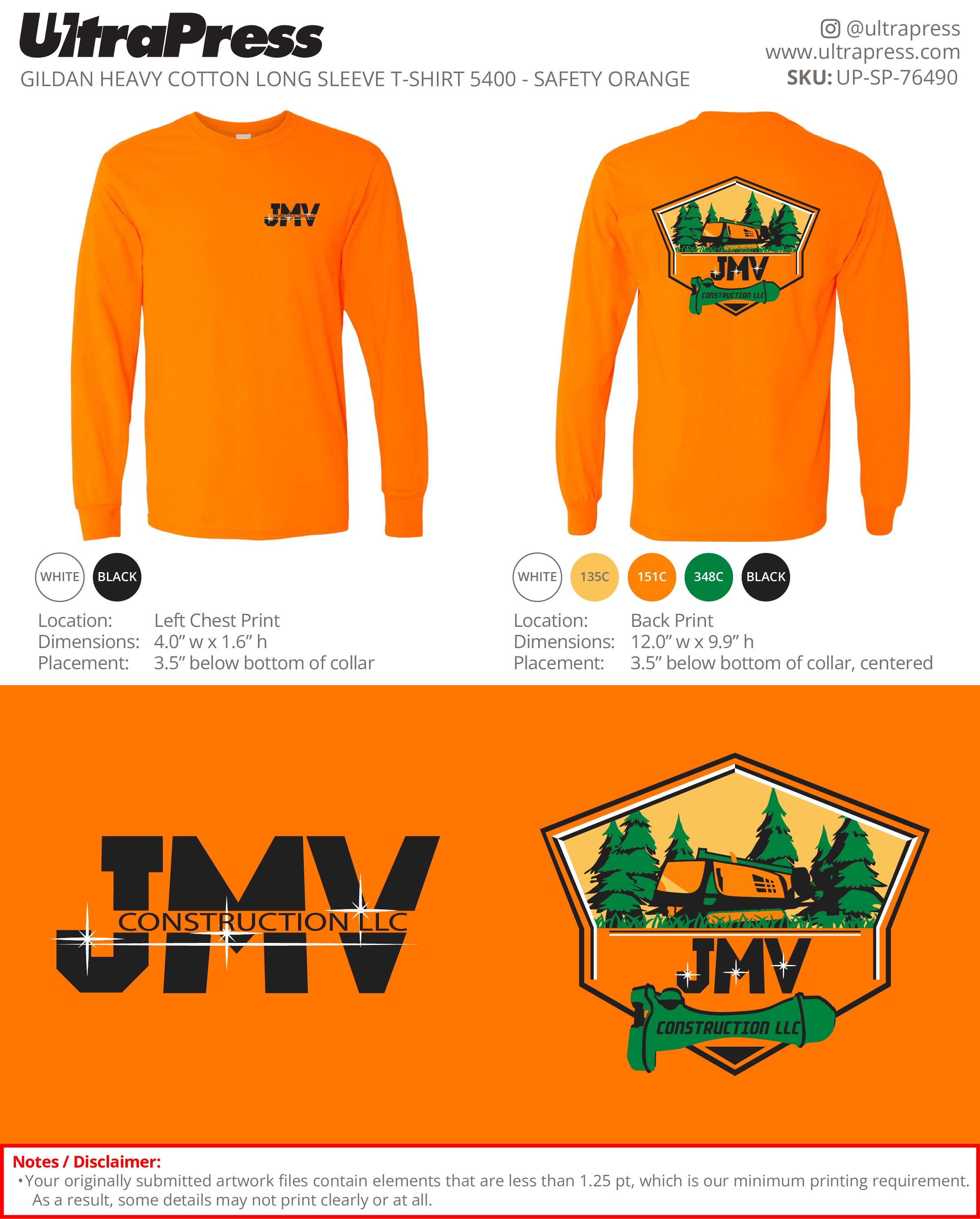 UP-SP-76490 JMV Construction LLC - Veronica Tellez 48 Min Qty (Bulk)