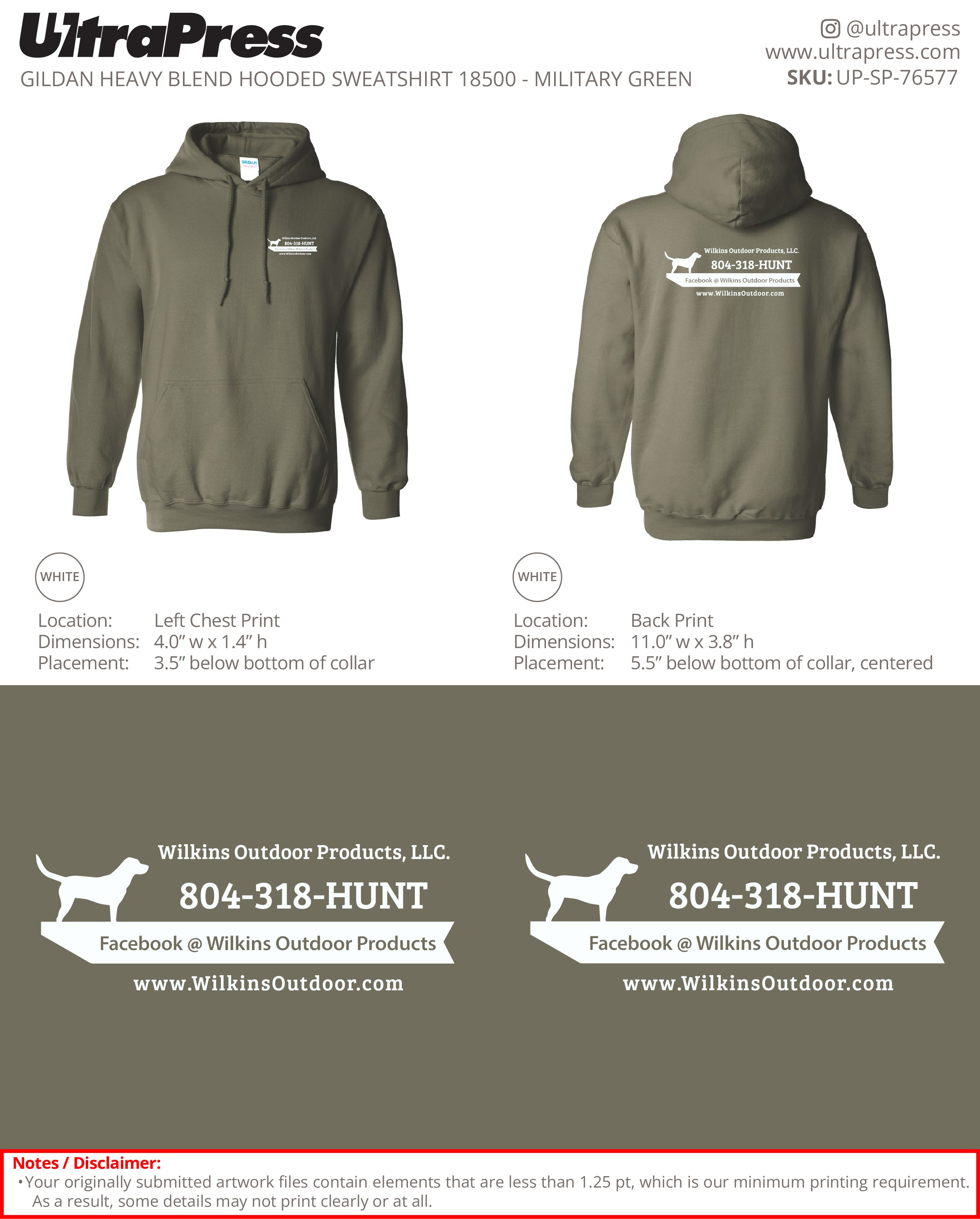 UP-SP-76577 Wilkins Outdoor Products - Todd Wilkins 50 Min Qty (Bulk)