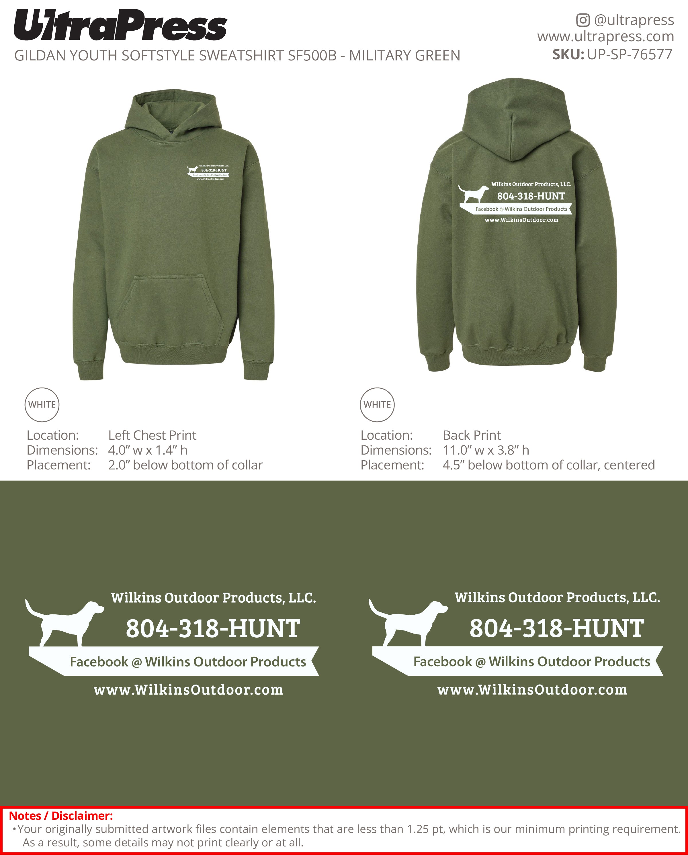 UP-SP-76577 Wilkins Outdoor Products - Todd Wilkins 50 Min Qty (Bulk)