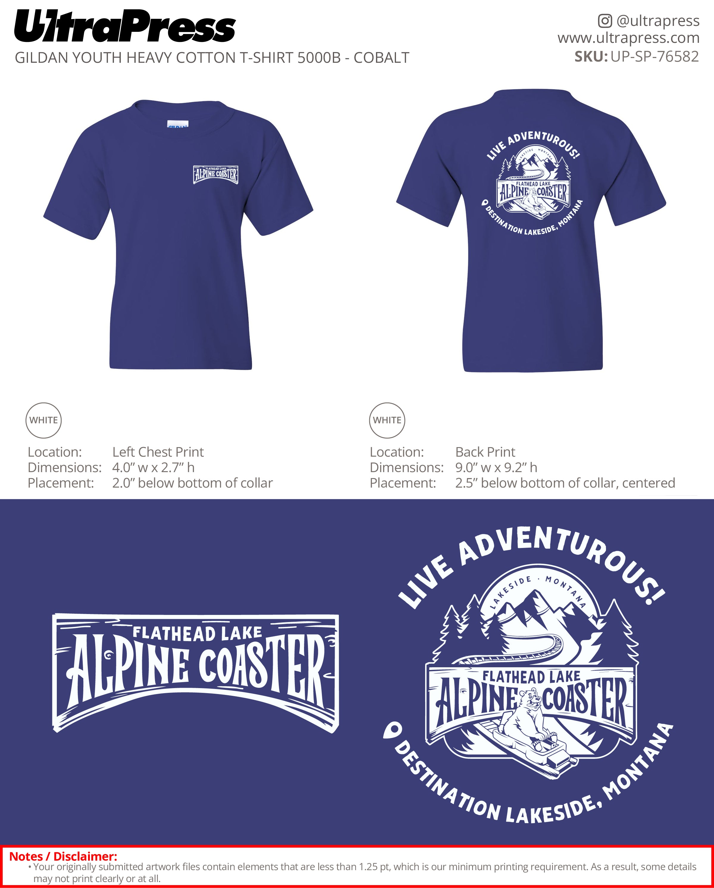 UP-SP-76582 Flathead Lake Alpine Coaster - Jessica Wedel 100 Min Qty (Bulk)