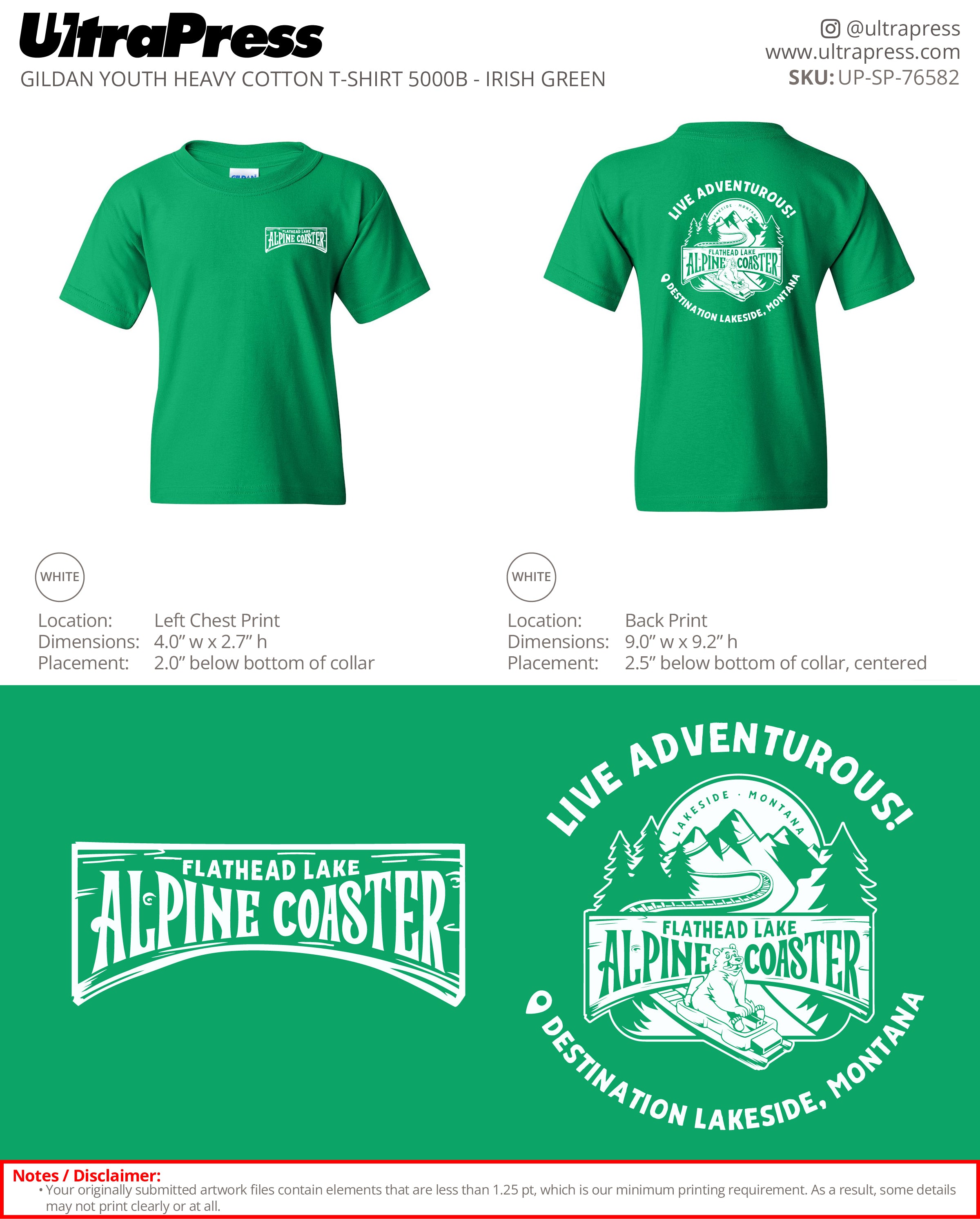 UP-SP-76582 Flathead Lake Alpine Coaster - Jessica Wedel 100 Min Qty (Bulk)