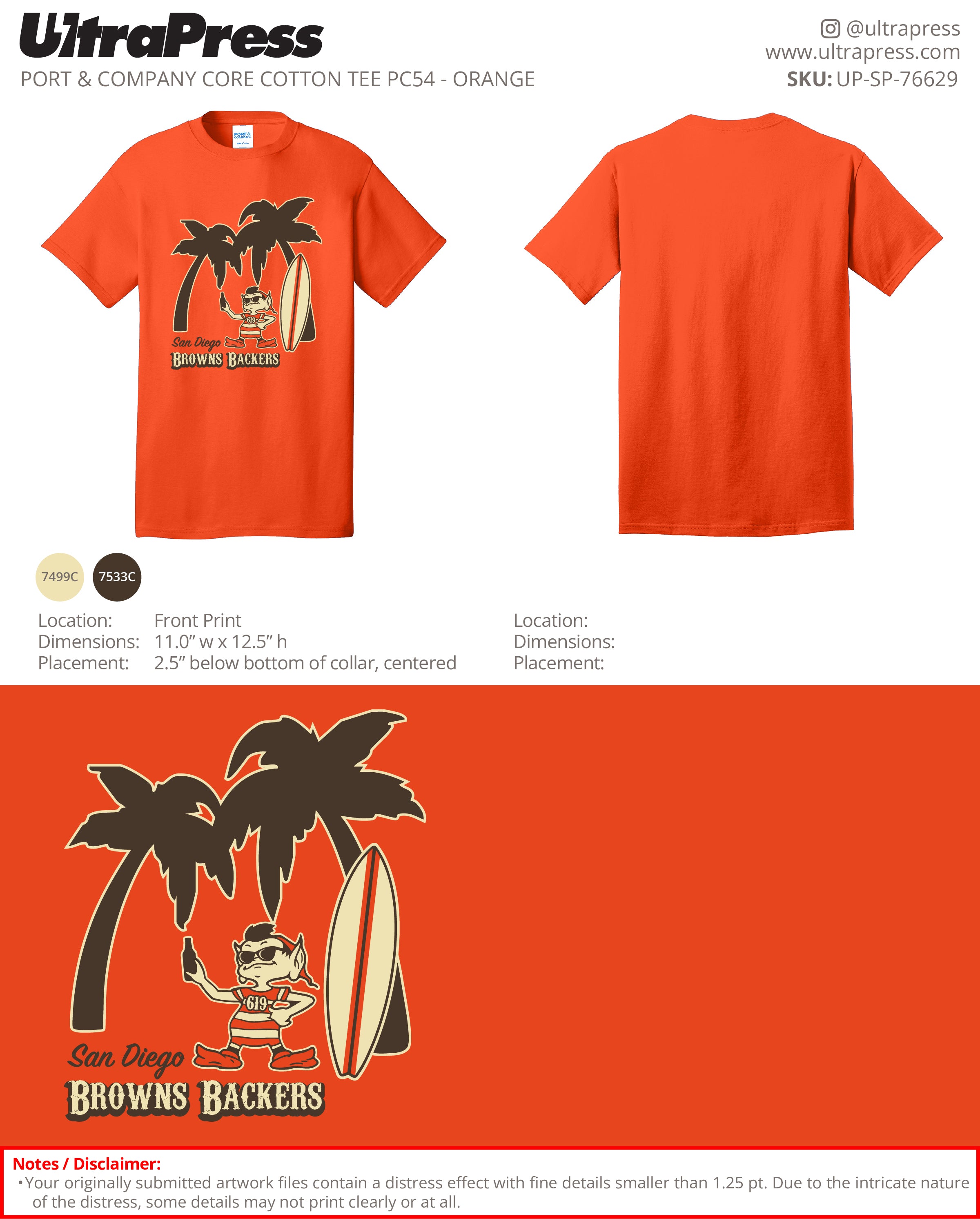 UP-SP-76629 San Diego Brown Backers Unisex Tee - Michael McSweeney 100 Min Qty (Bulk)