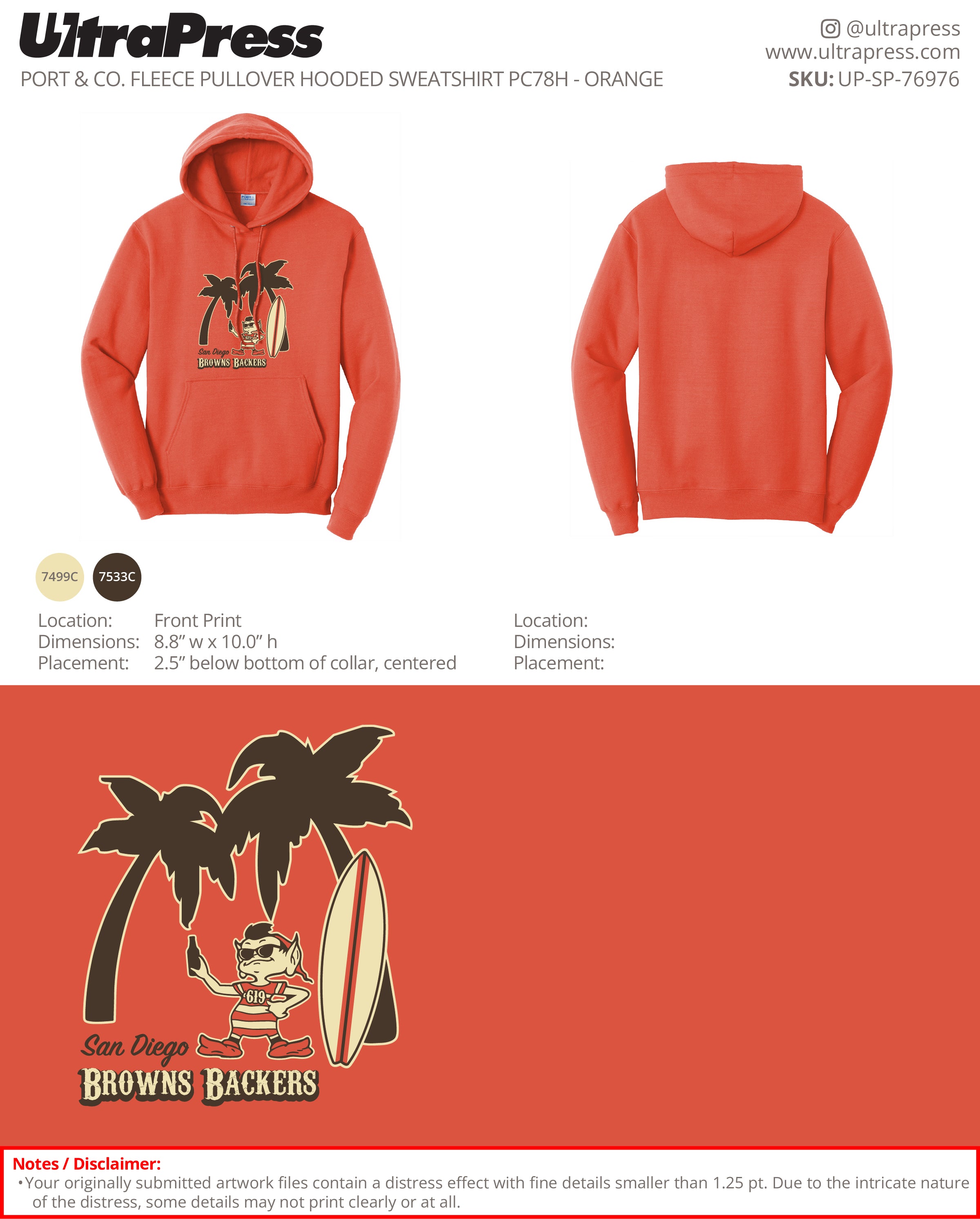 UP-SP-76976 San Diego Brown Backers Women & Hoodies - Michael McSweeney 48 Min Qty (Bulk)