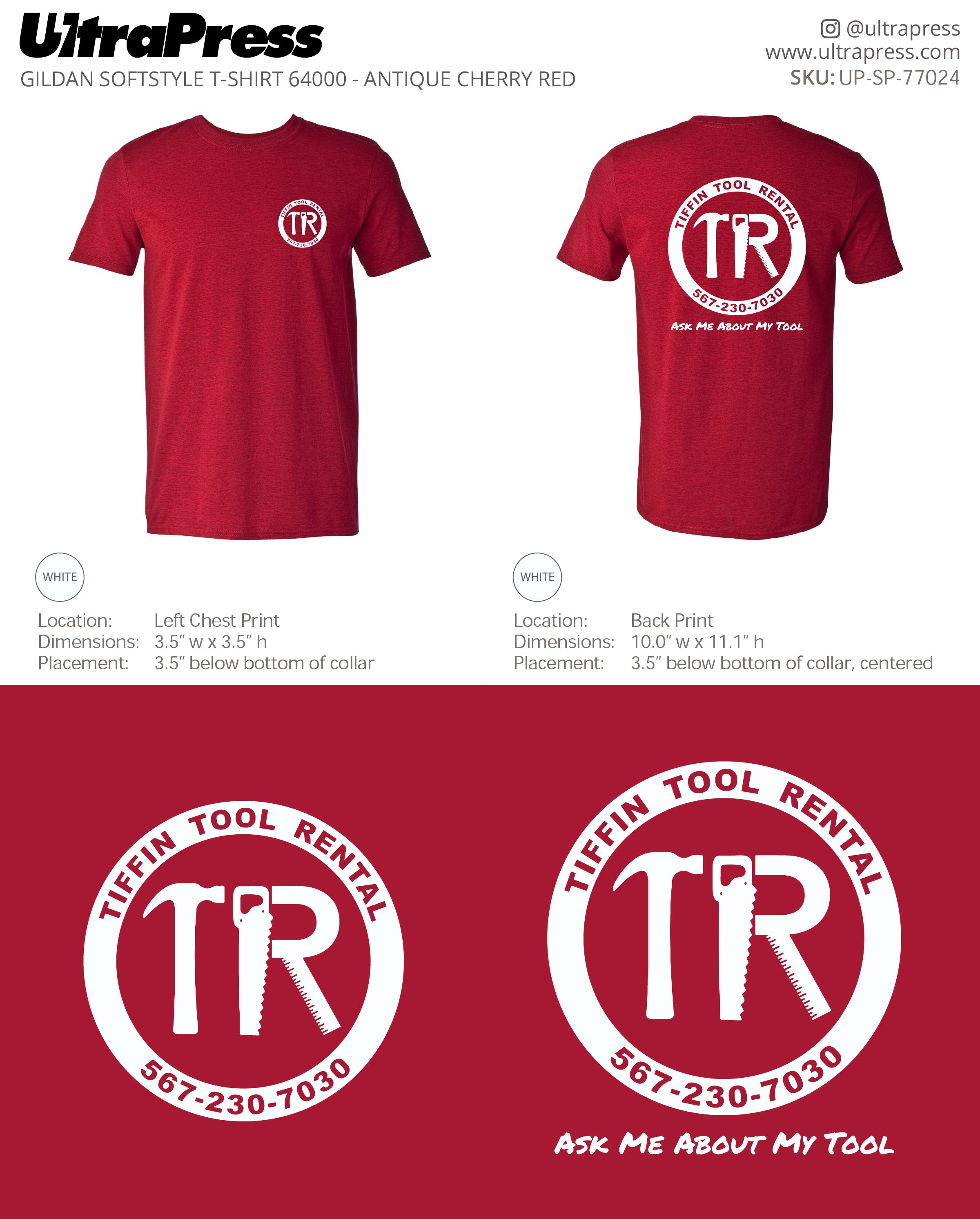 UP-SP-77024 Tiffin Tool Rental - Lynn Richter 100 Min Qty (Bulk)