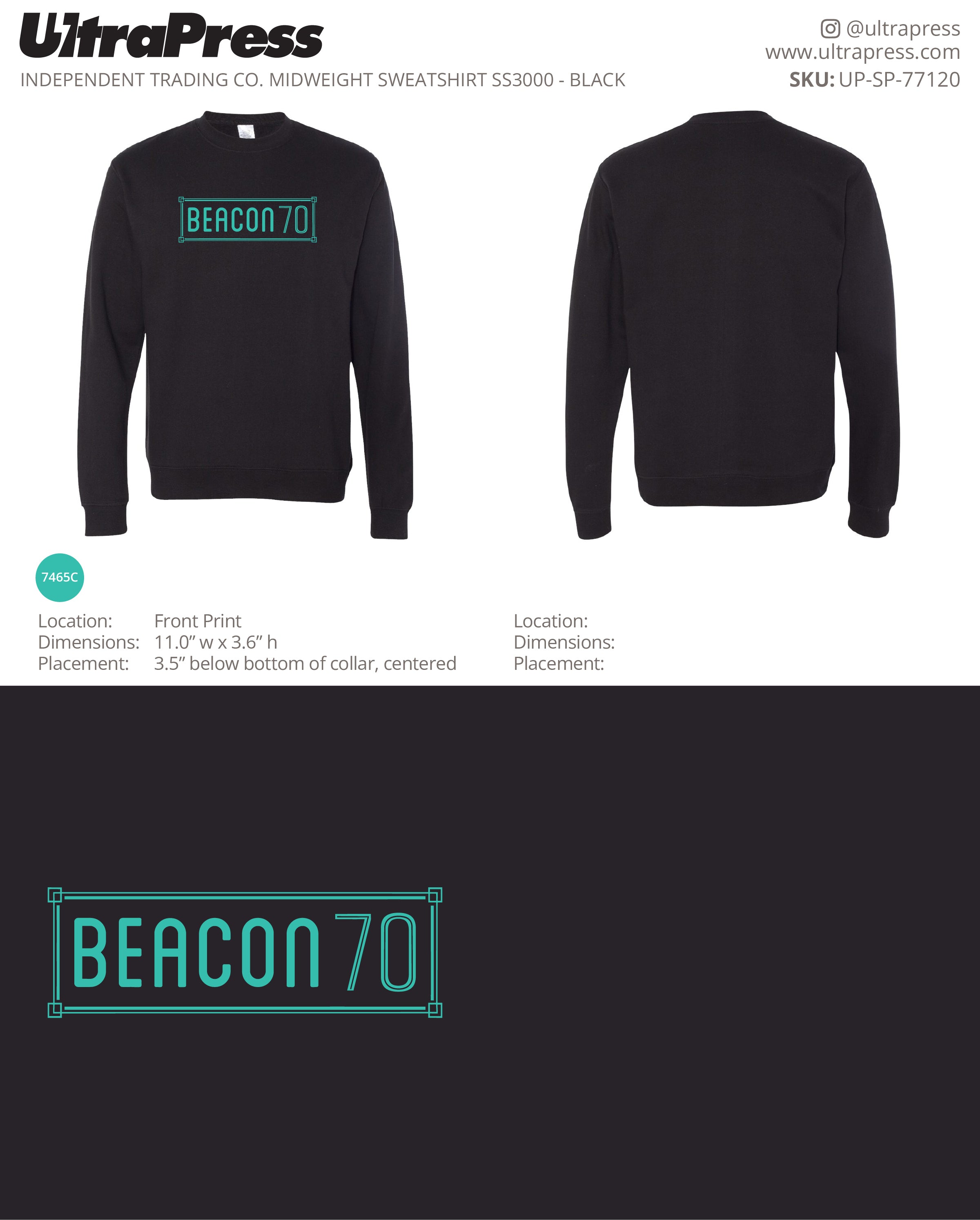 UP-SP-77120 Beacon 70 Teal Logo Sweaters - 72 Min Qty (Bulk)