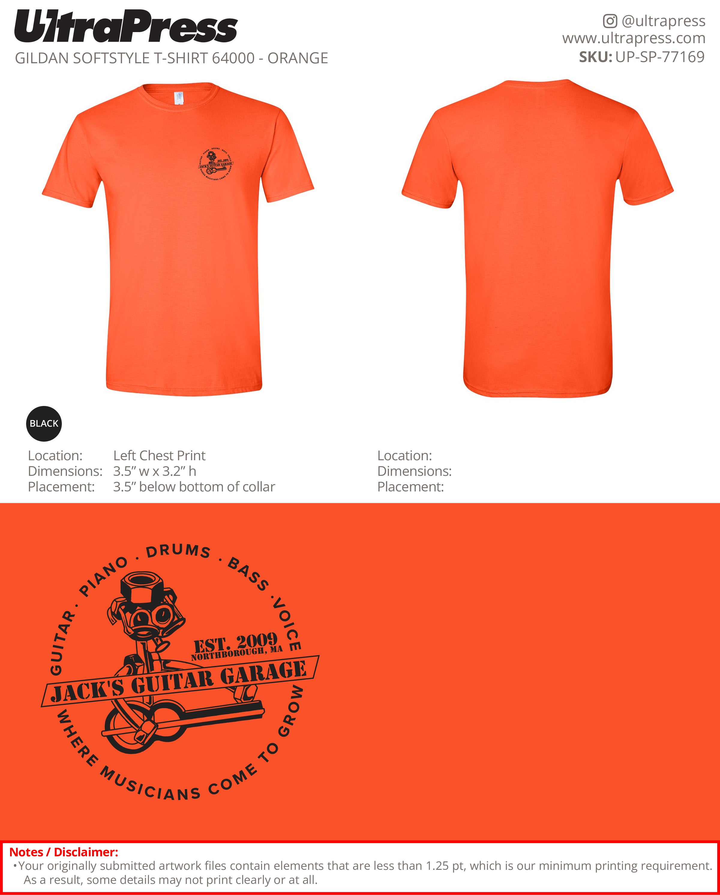 UP-SP-77169 Guitar Design - Jack's Guitar Garage 100 Min Qty (Bulk)