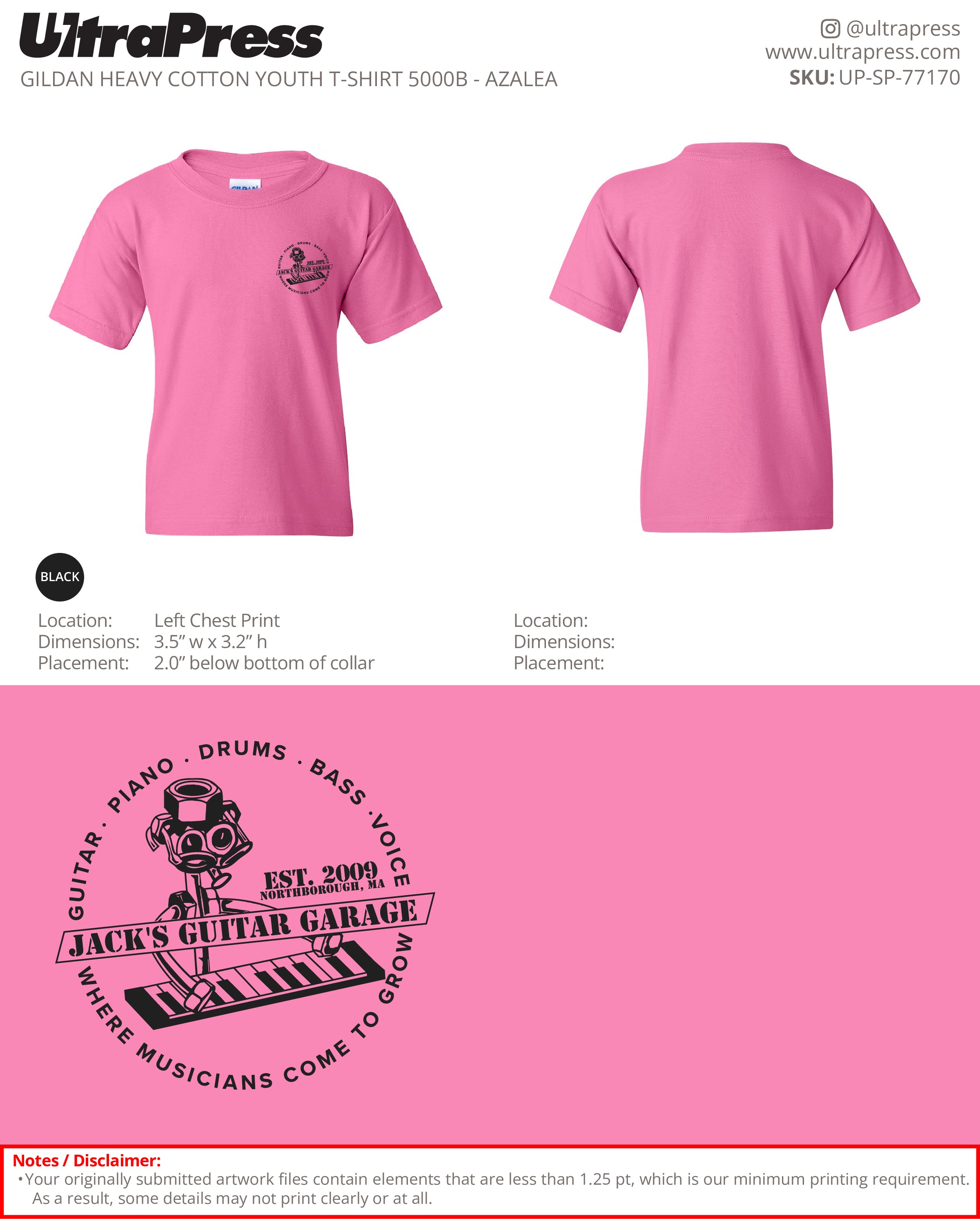 UP-SP-77170 Piano Design - Jack's Guitar Garage 100 Min Qty (Bulk)