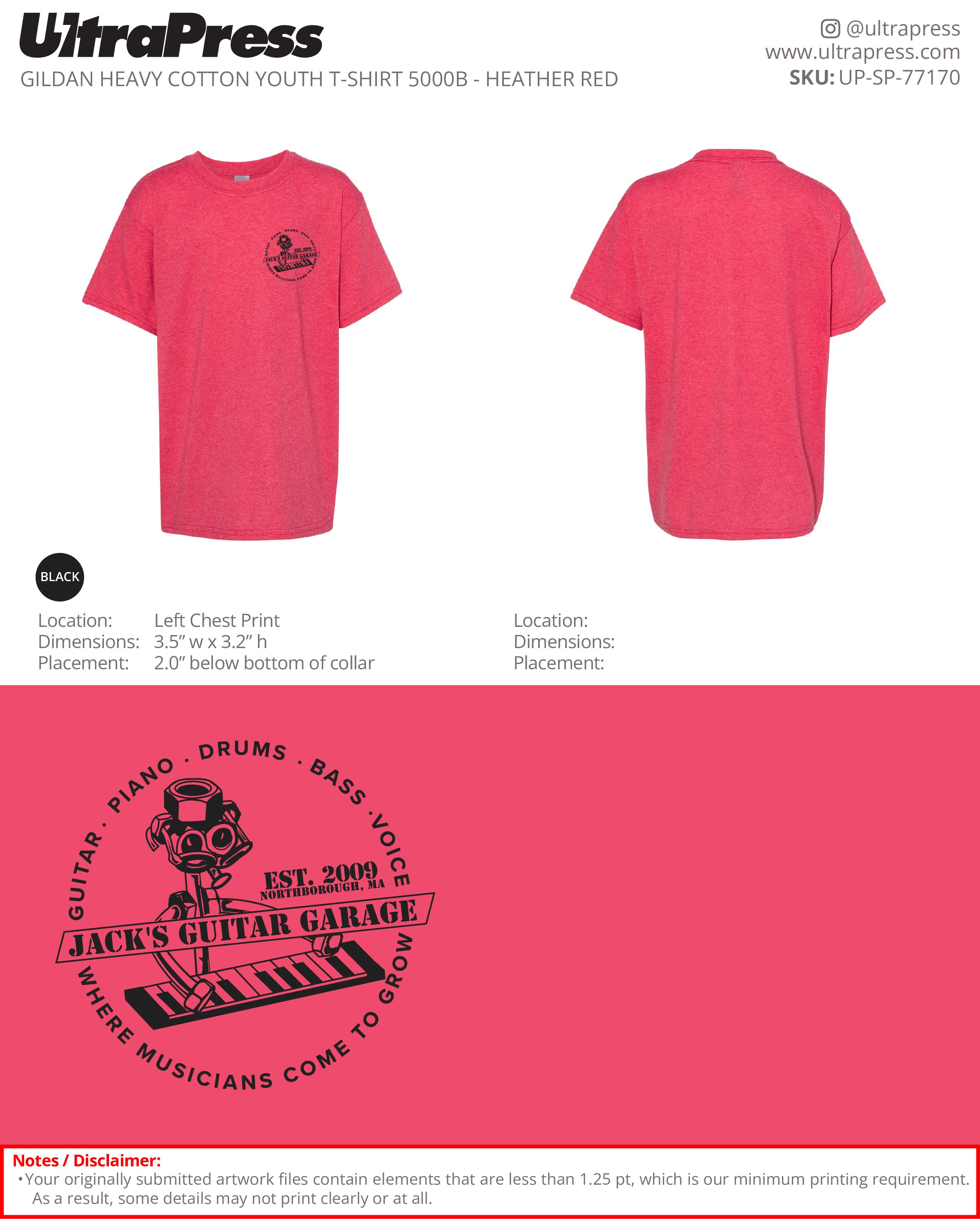 UP-SP-77170 Piano Design - Jack's Guitar Garage 100 Min Qty (Bulk)