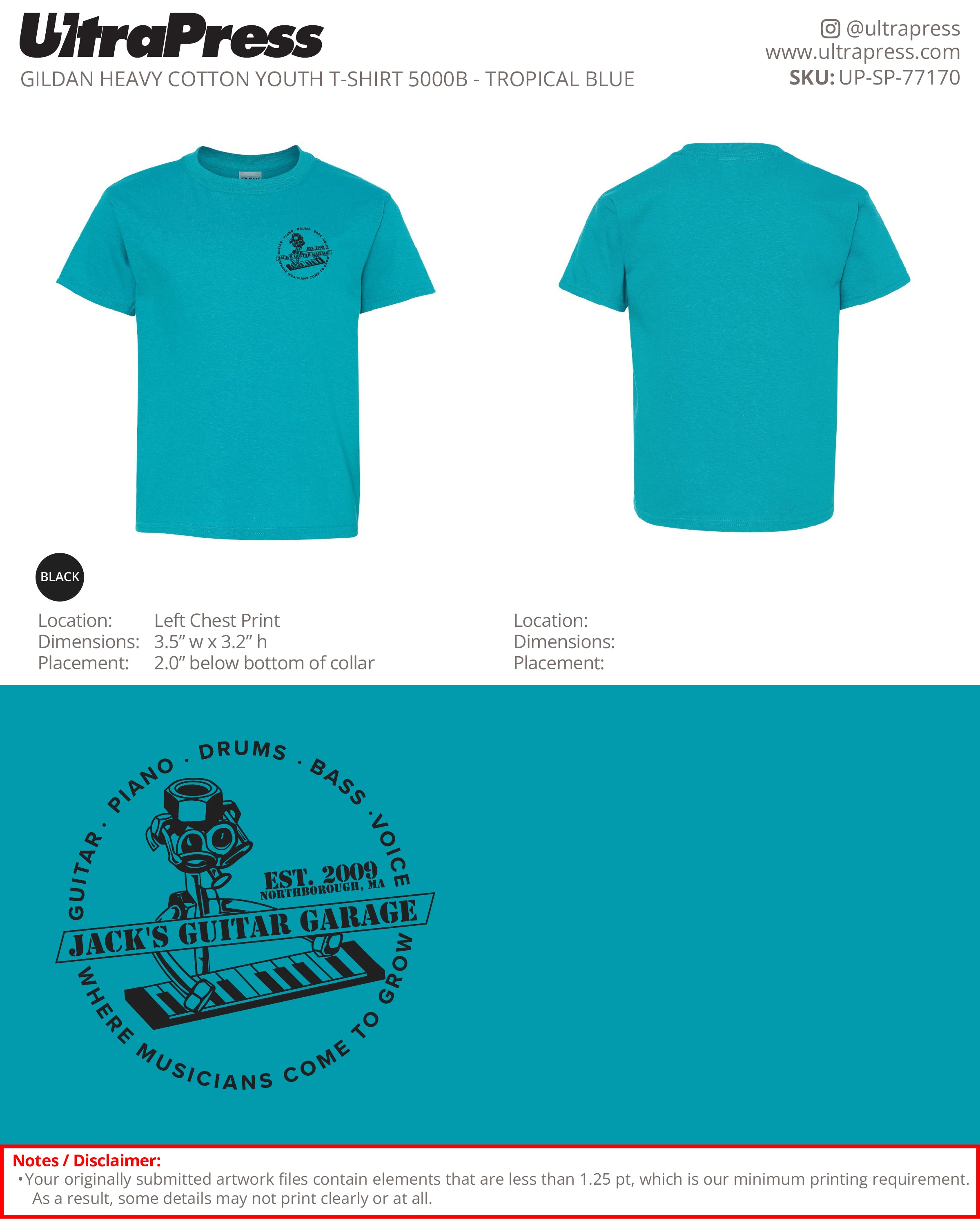 UP-SP-77170 Piano Design - Jack's Guitar Garage 100 Min Qty (Bulk)