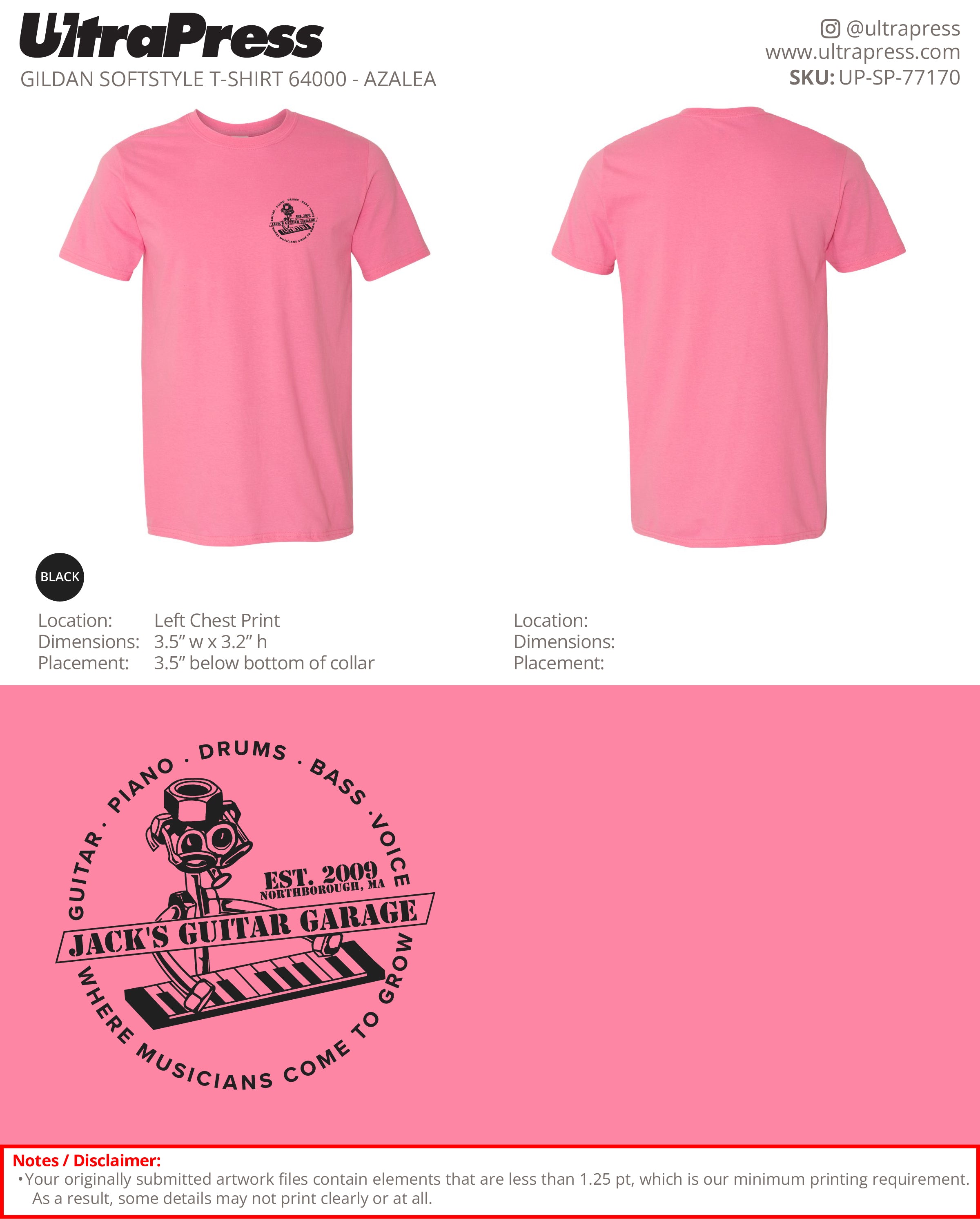 UP-SP-77170 Piano Design - Jack's Guitar Garage 100 Min Qty (Bulk)