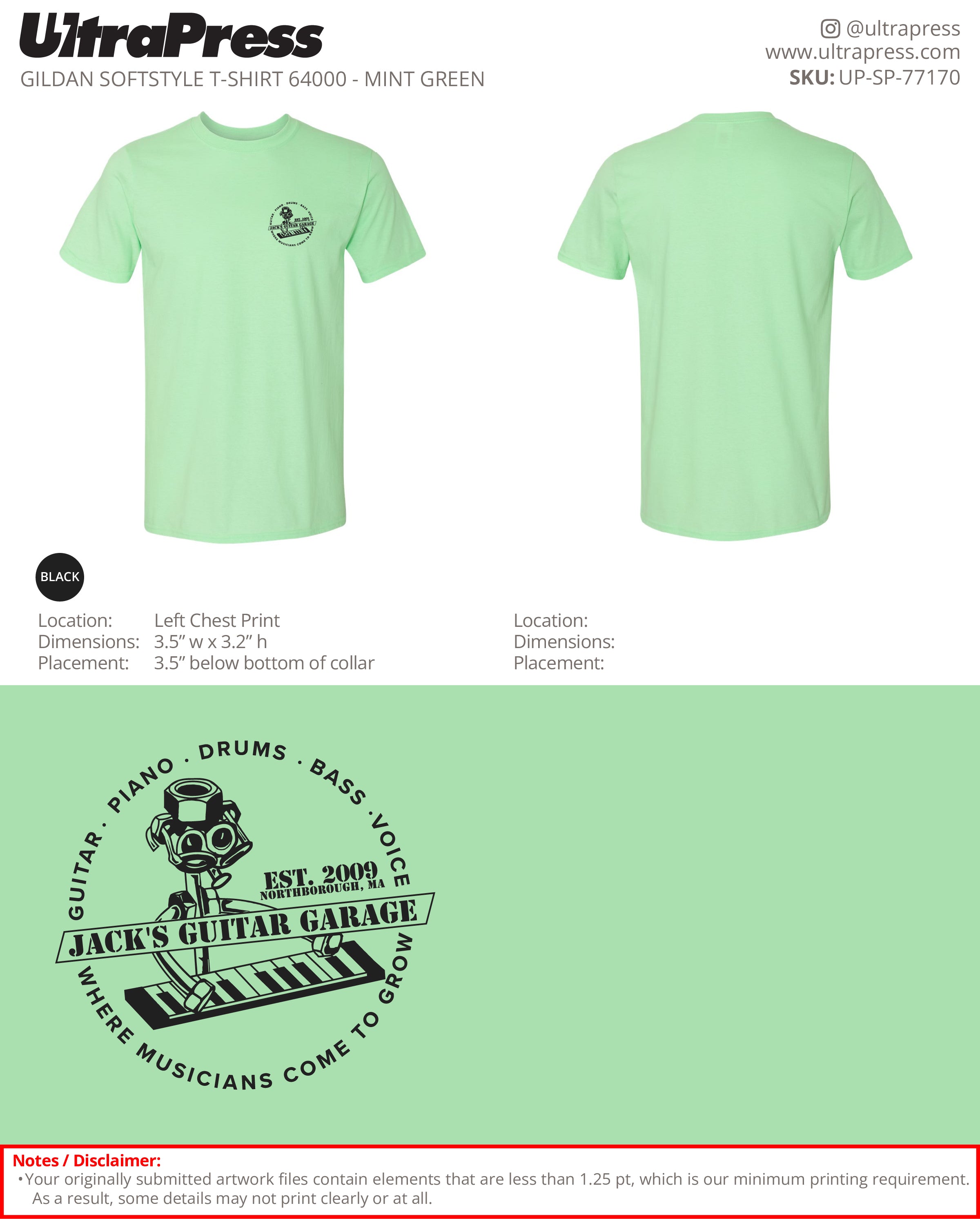 UP-SP-77170 Piano Design - Jack's Guitar Garage 100 Min Qty (Bulk)