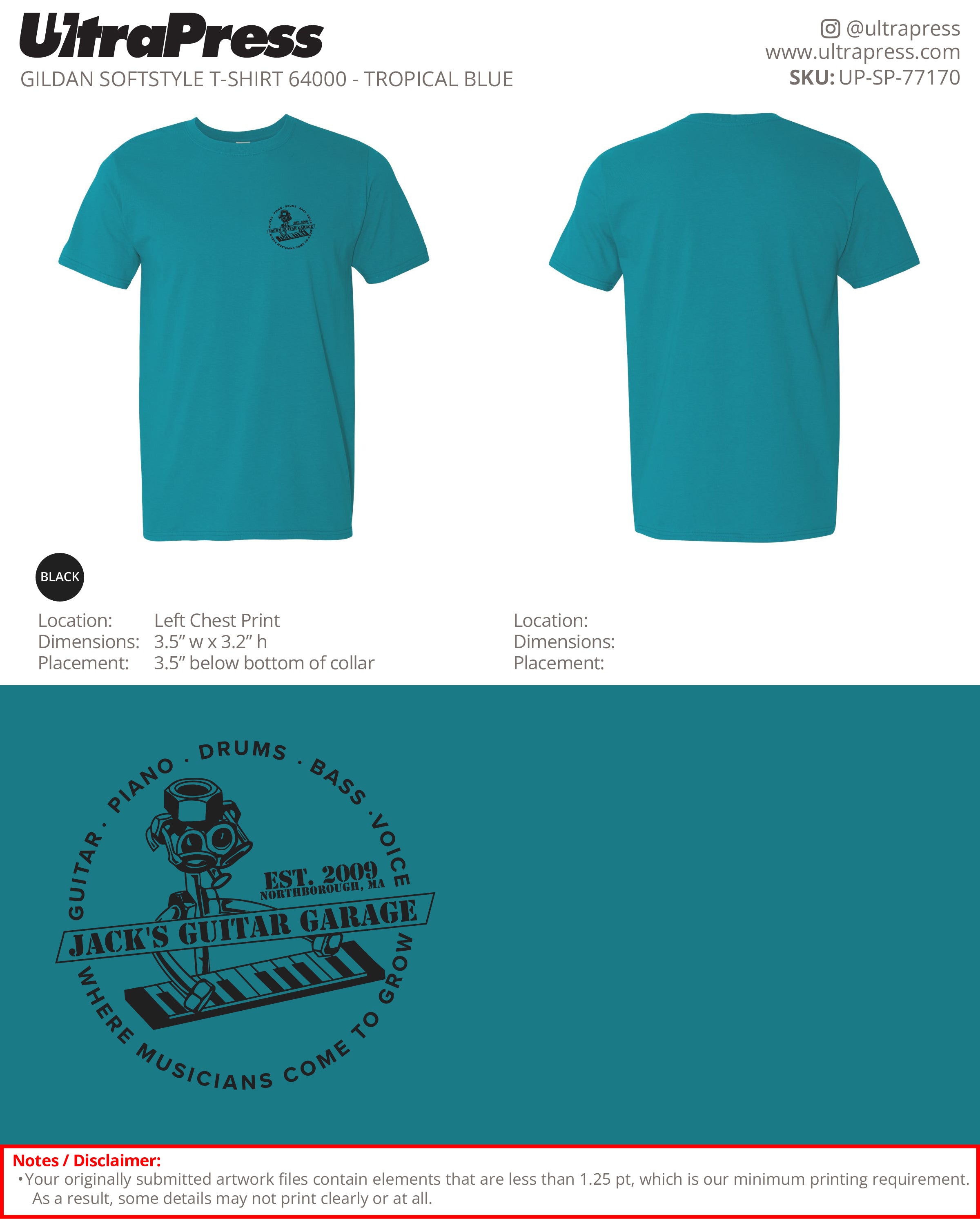 UP-SP-77170 Piano Design - Jack's Guitar Garage 100 Min Qty (Bulk)