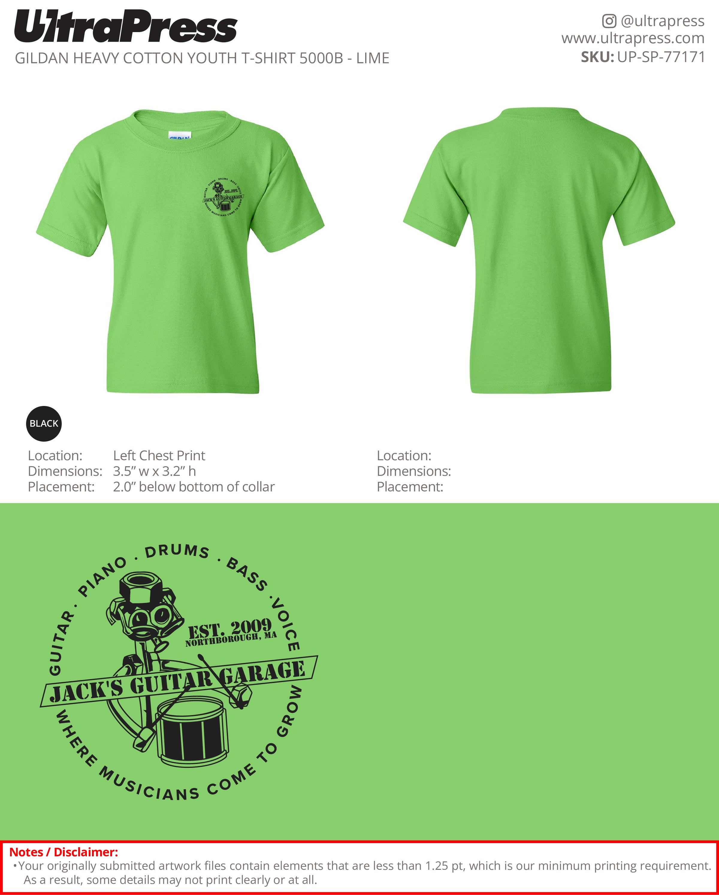 UP-SP-77171 Drums Design - Jack's Guitar Garage 100 Min Qty (Bulk)