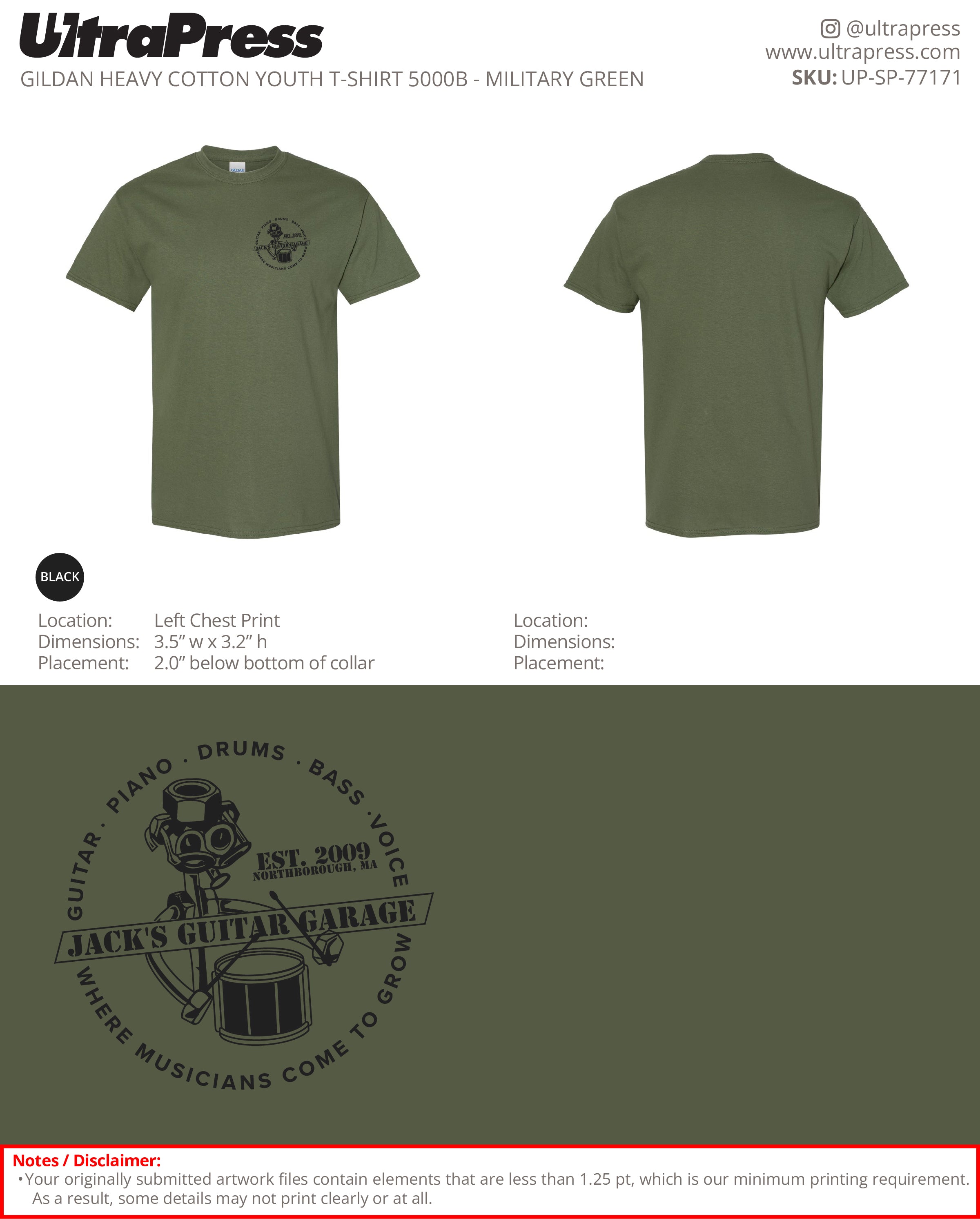 UP-SP-77171 Drums Design - Jack's Guitar Garage 100 Min Qty (Bulk)