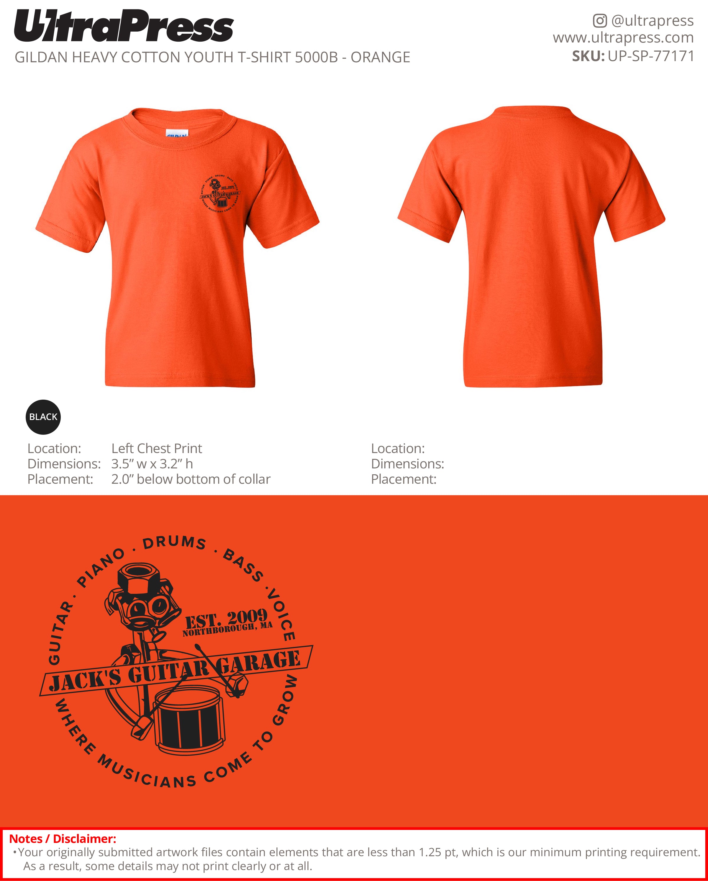 UP-SP-77171 Drums Design - Jack's Guitar Garage 100 Min Qty (Bulk)