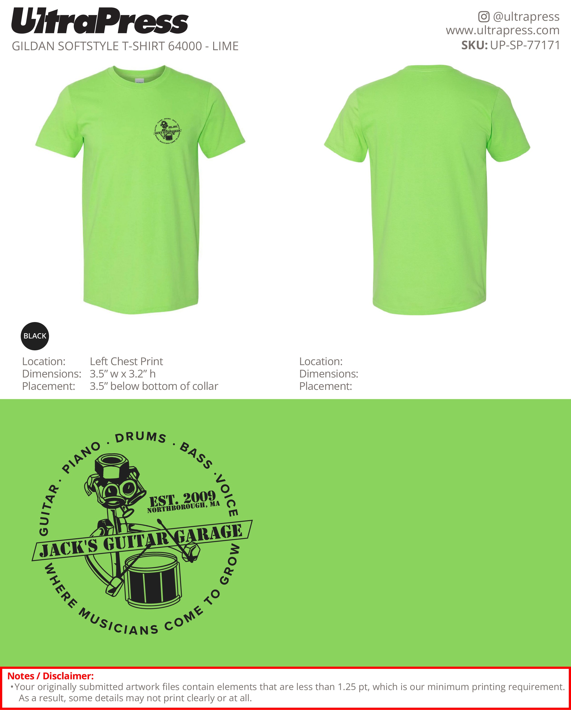 UP-SP-77171 Drums Design - Jack's Guitar Garage 100 Min Qty (Bulk)