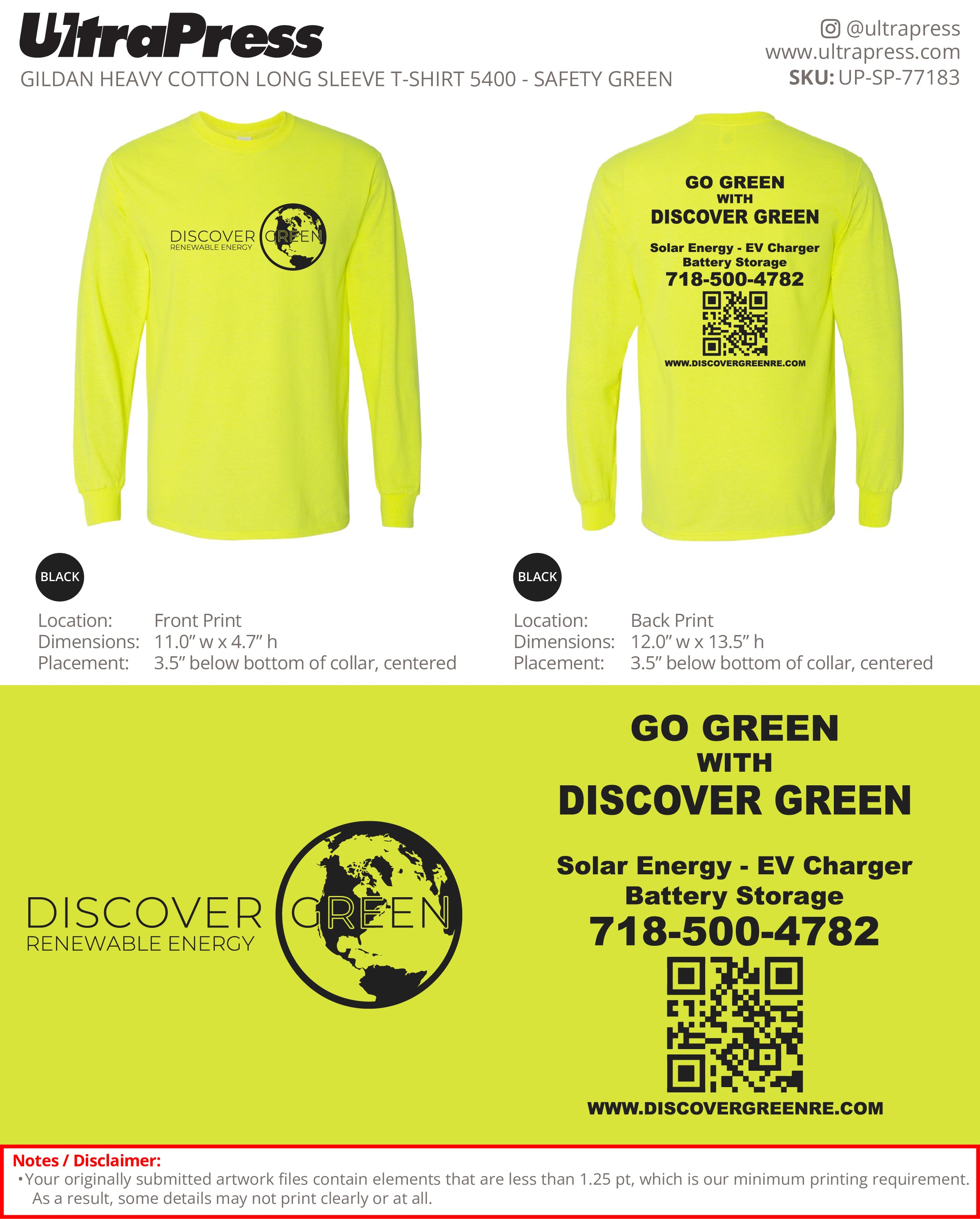 UP-SP-77183 Go Green With Discover Green Long Sleeves - Shane Bridgmanhen 50 Min Qty (Bulk)