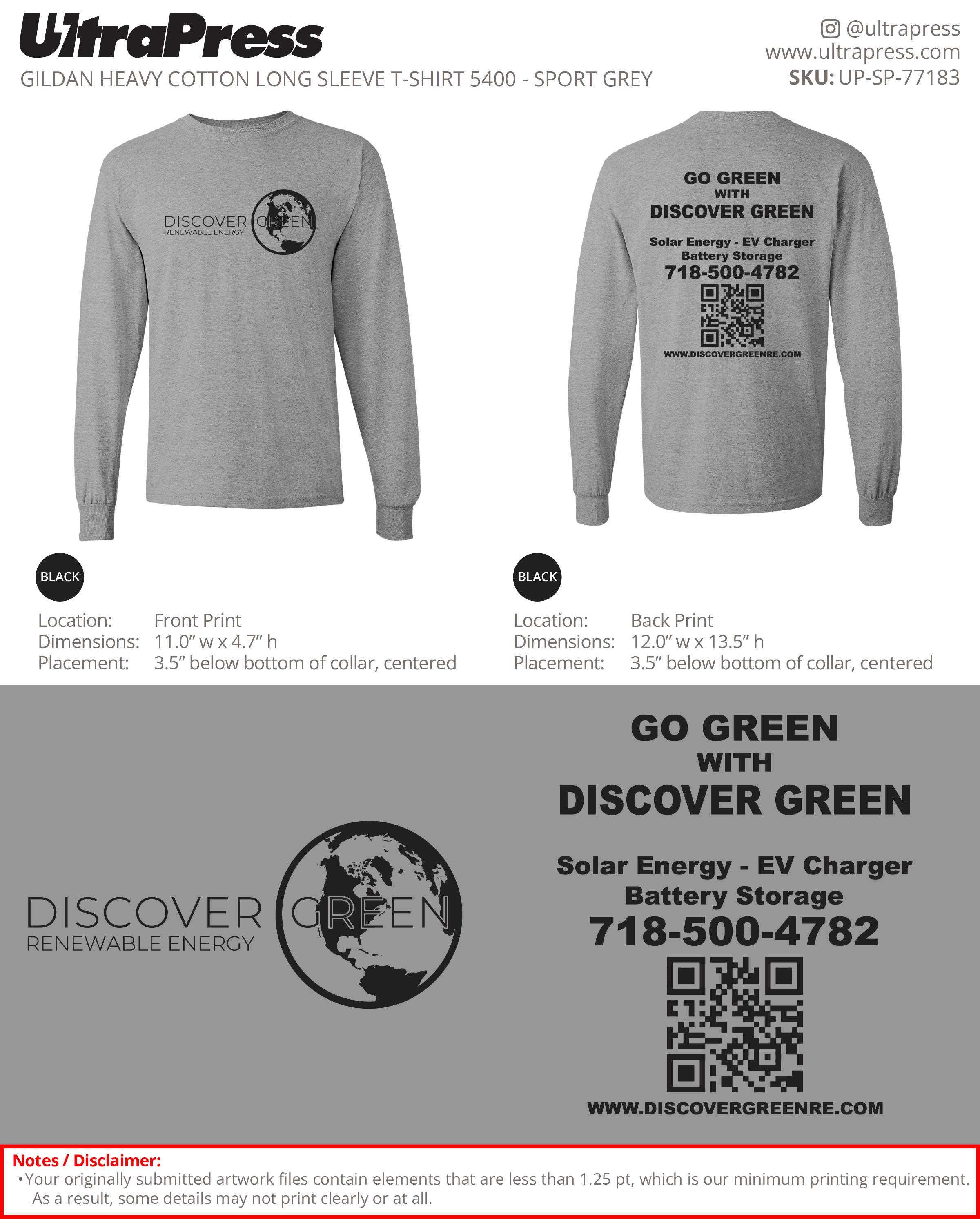 UP-SP-77183 Go Green With Discover Green Long Sleeves - Shane Bridgmanhen 50 Min Qty (Bulk)