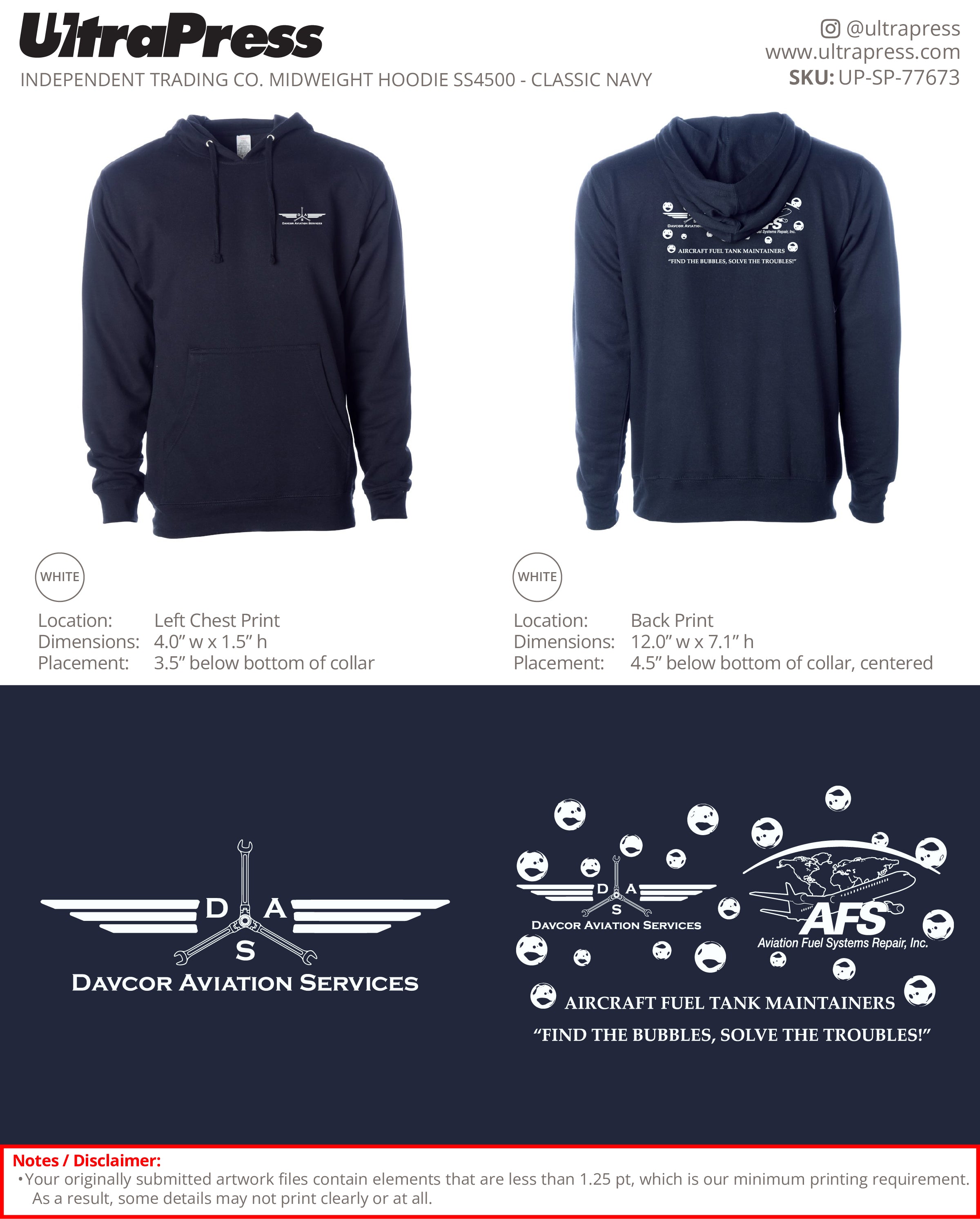 UP-SP-77673	Davcor Aviation Services Hoodie - Dayna Zunker 50 Min Qty (Bulk)