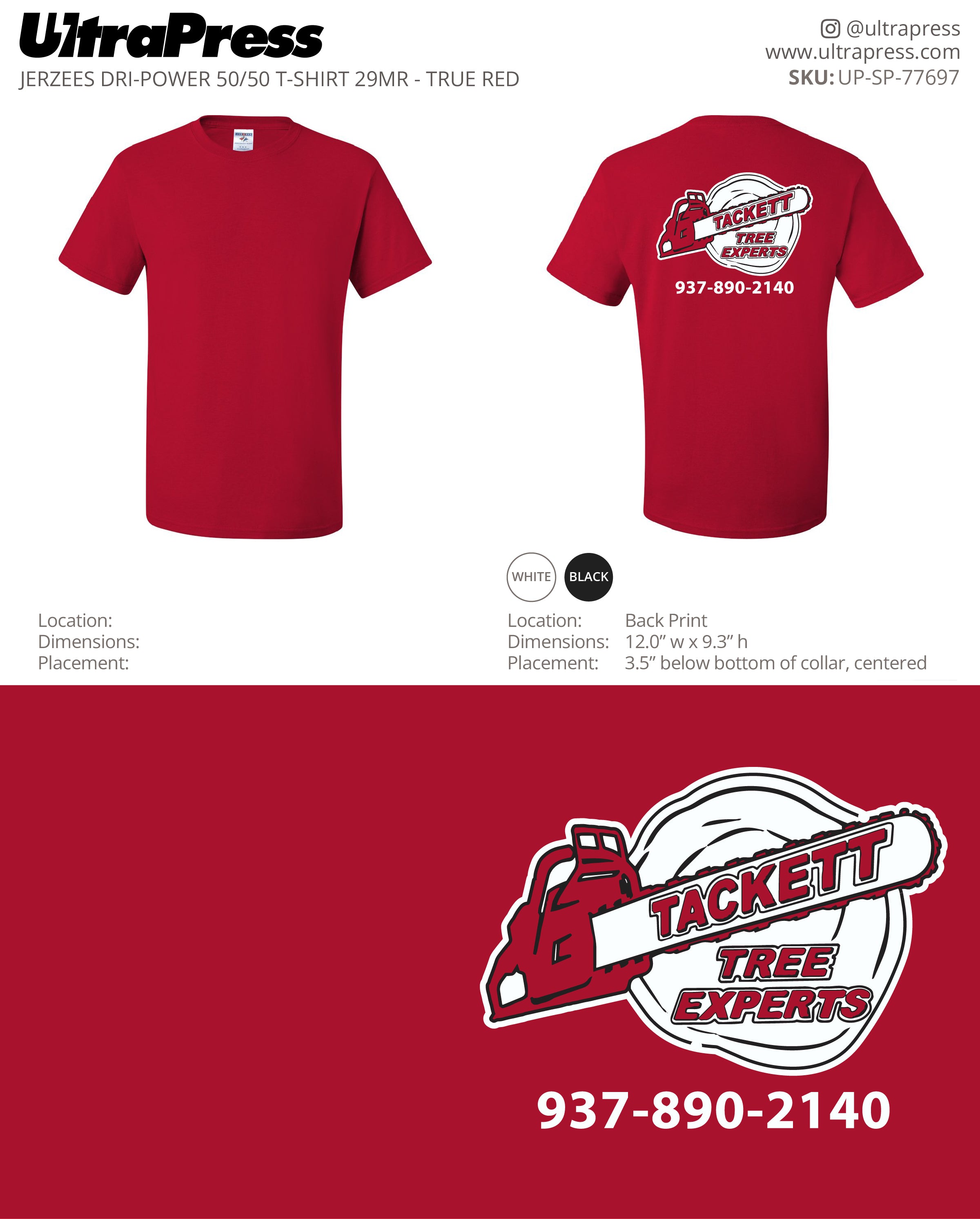 UP-SP-77697 Tackett Tree Experts Red Shirts - Marty Tackett 100 Min Qty (Bulk)