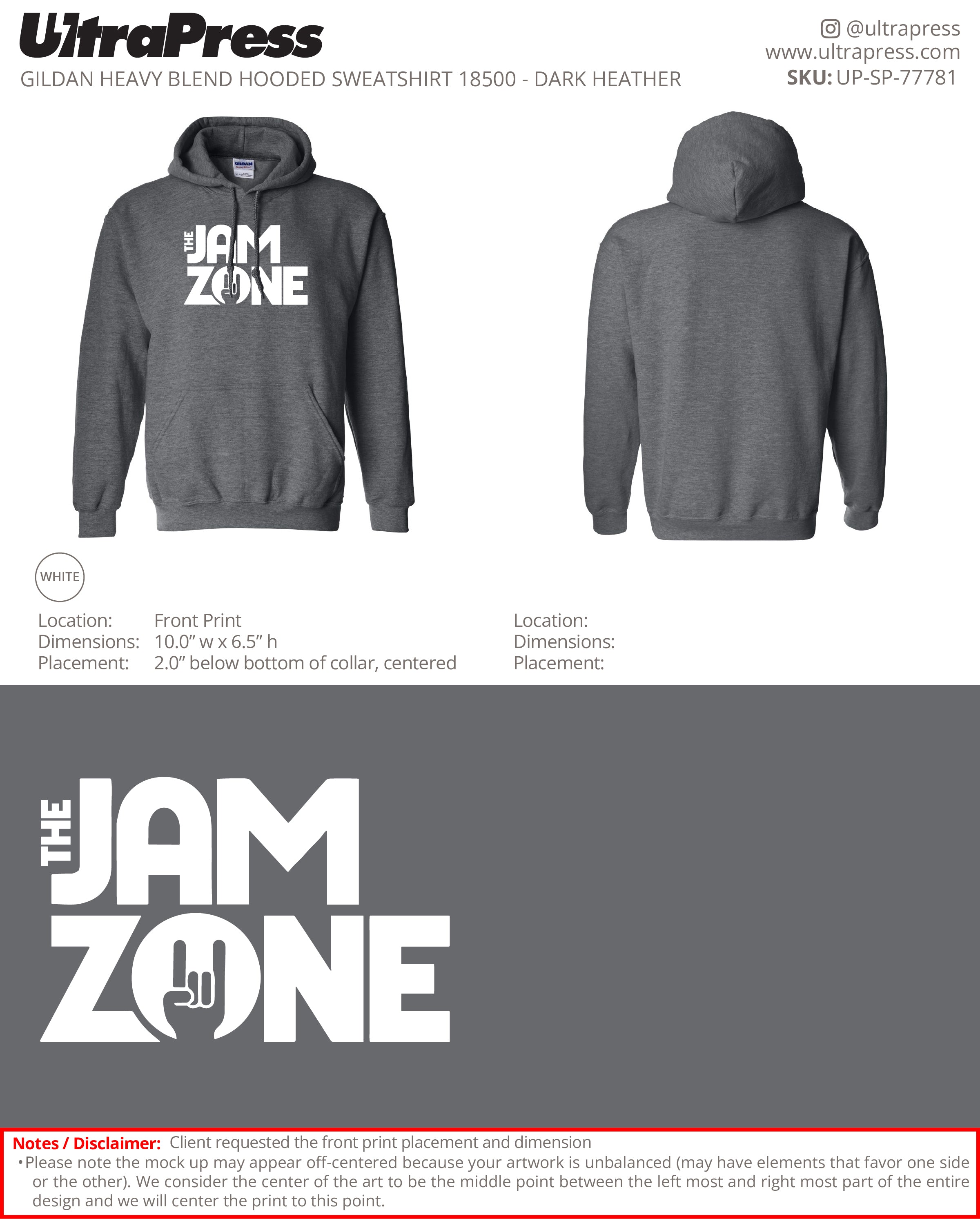 UP-SP-77781 The Jam Zone Hoodies - Audra Siman 50 Min Qty (Bulk)