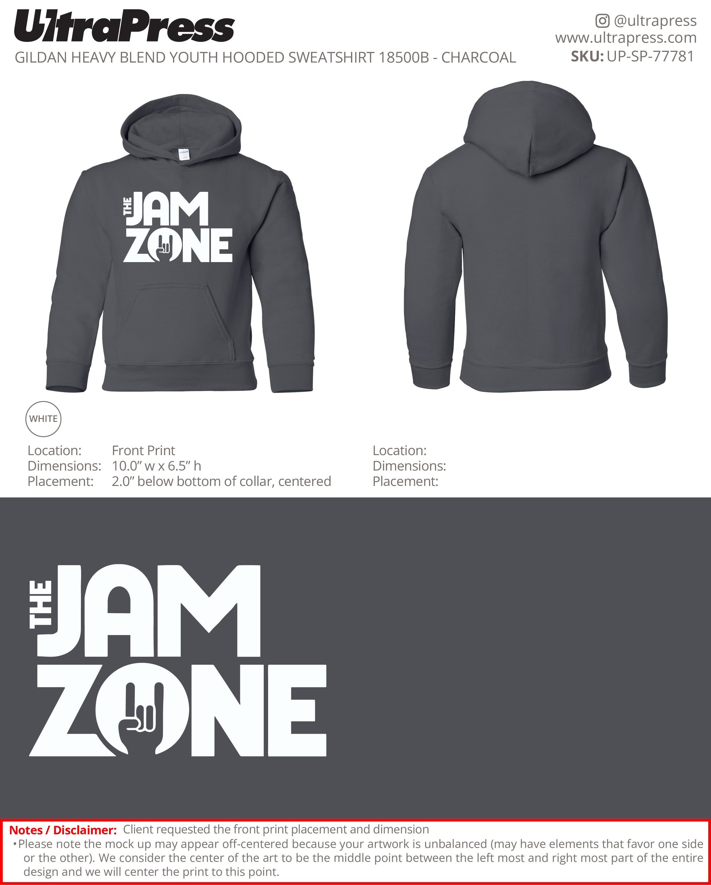 UP-SP-77781 The Jam Zone Hoodies - Audra Siman 50 Min Qty (Bulk)
