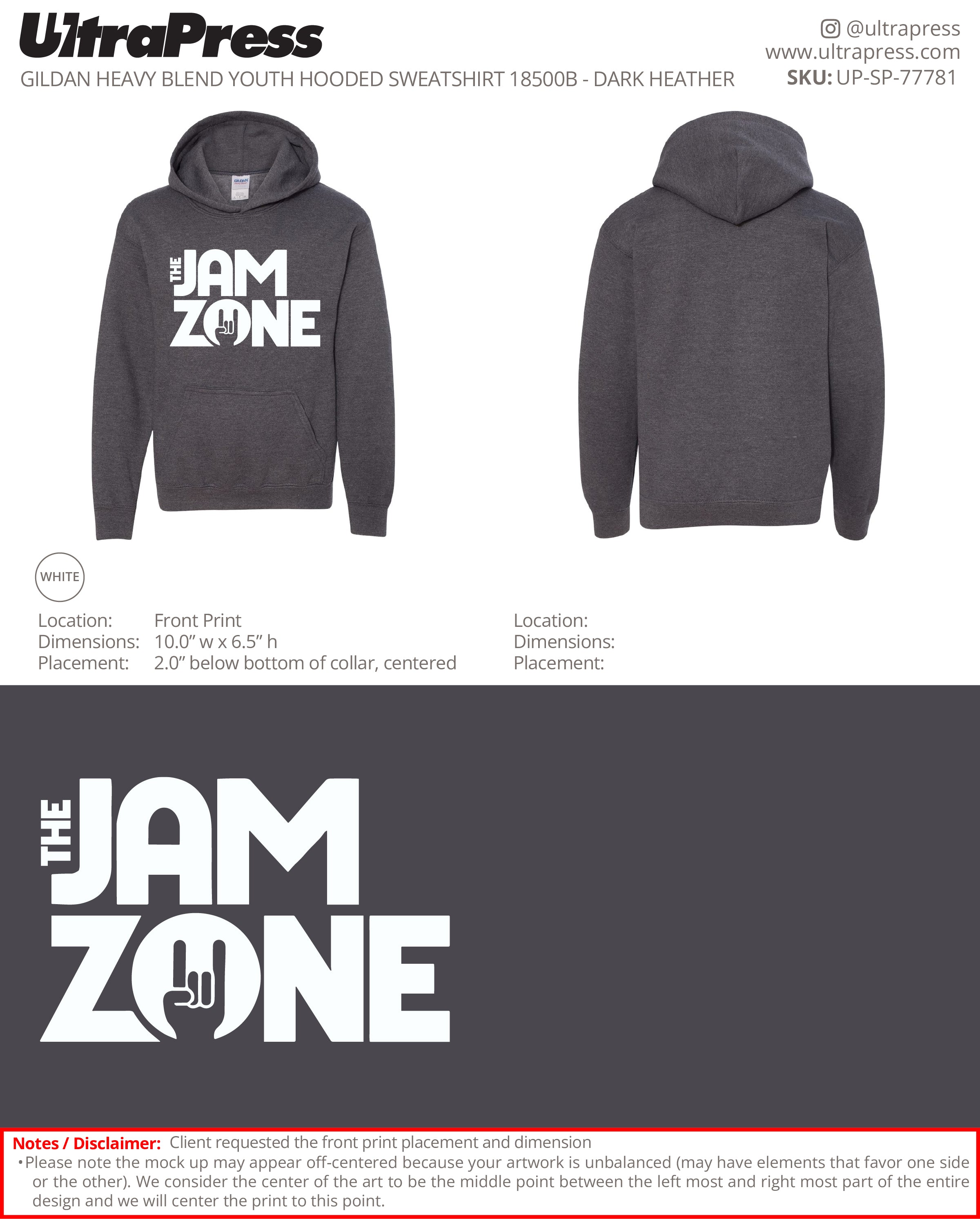 UP-SP-77781 The Jam Zone Hoodies - Audra Siman 50 Min Qty (Bulk)