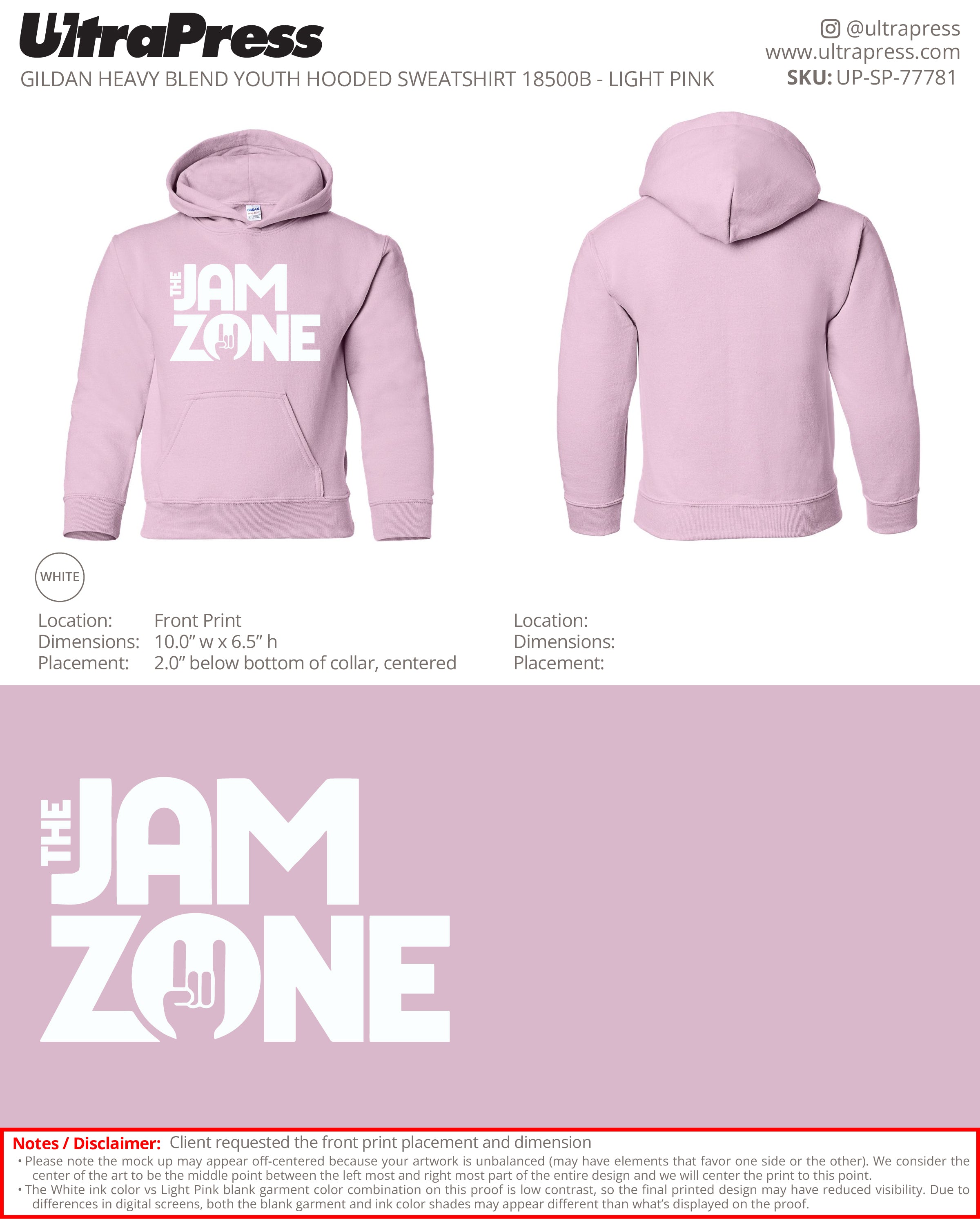 UP-SP-77781 The Jam Zone Hoodies - Audra Siman 50 Min Qty (Bulk)
