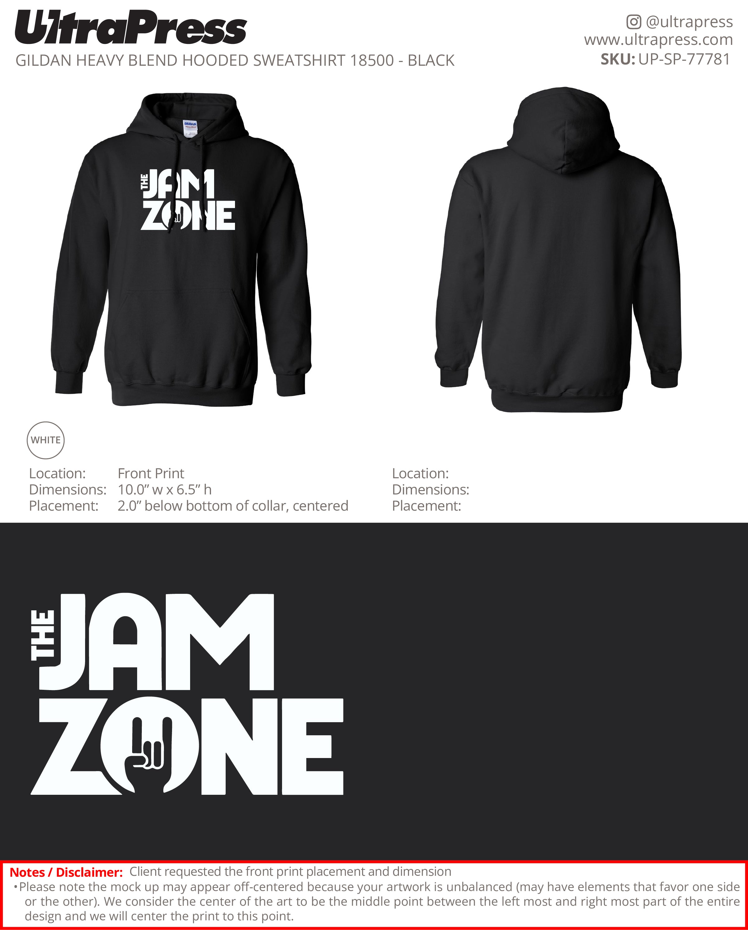 UP-SP-77781 The Jam Zone Hoodies - Audra Siman 50 Min Qty (Bulk)