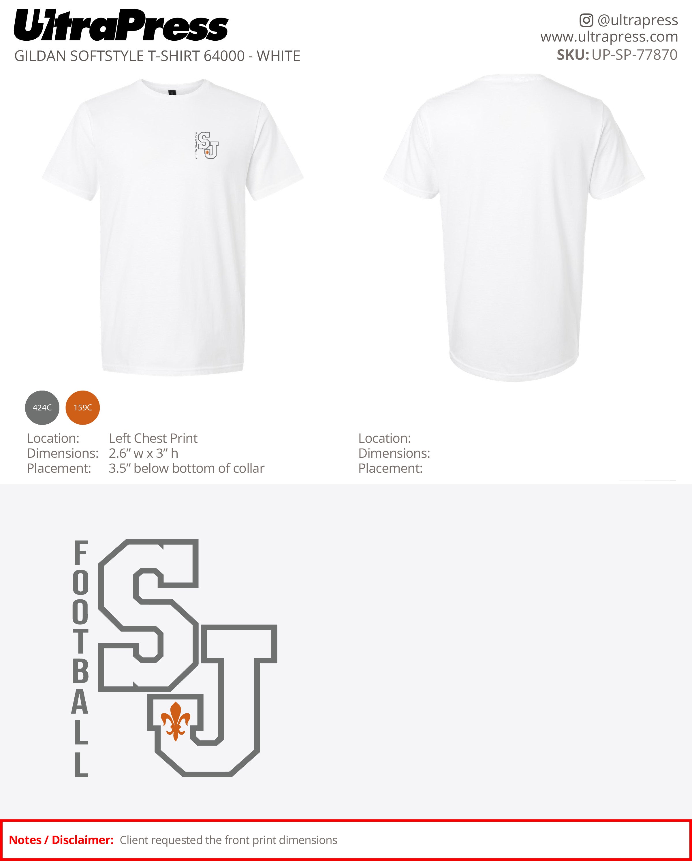 UP-SP-77870 Saint Joseph White Shirts - Tim Loya 100 Min Qty (Bulk)