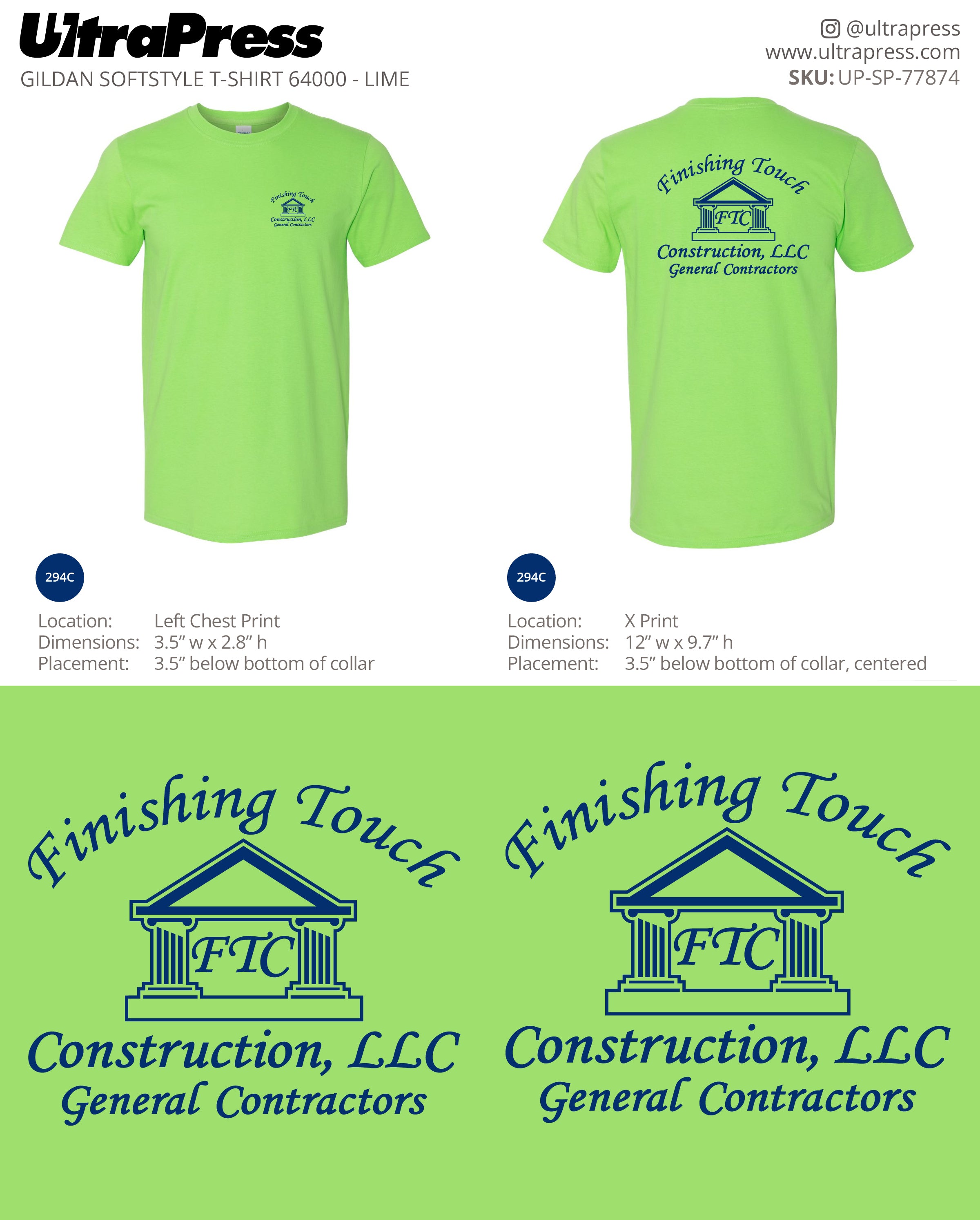 UP-SP-77874 Finishing Touch Construction LLC - Esteban Perez 100 Min Qty (Bulk)