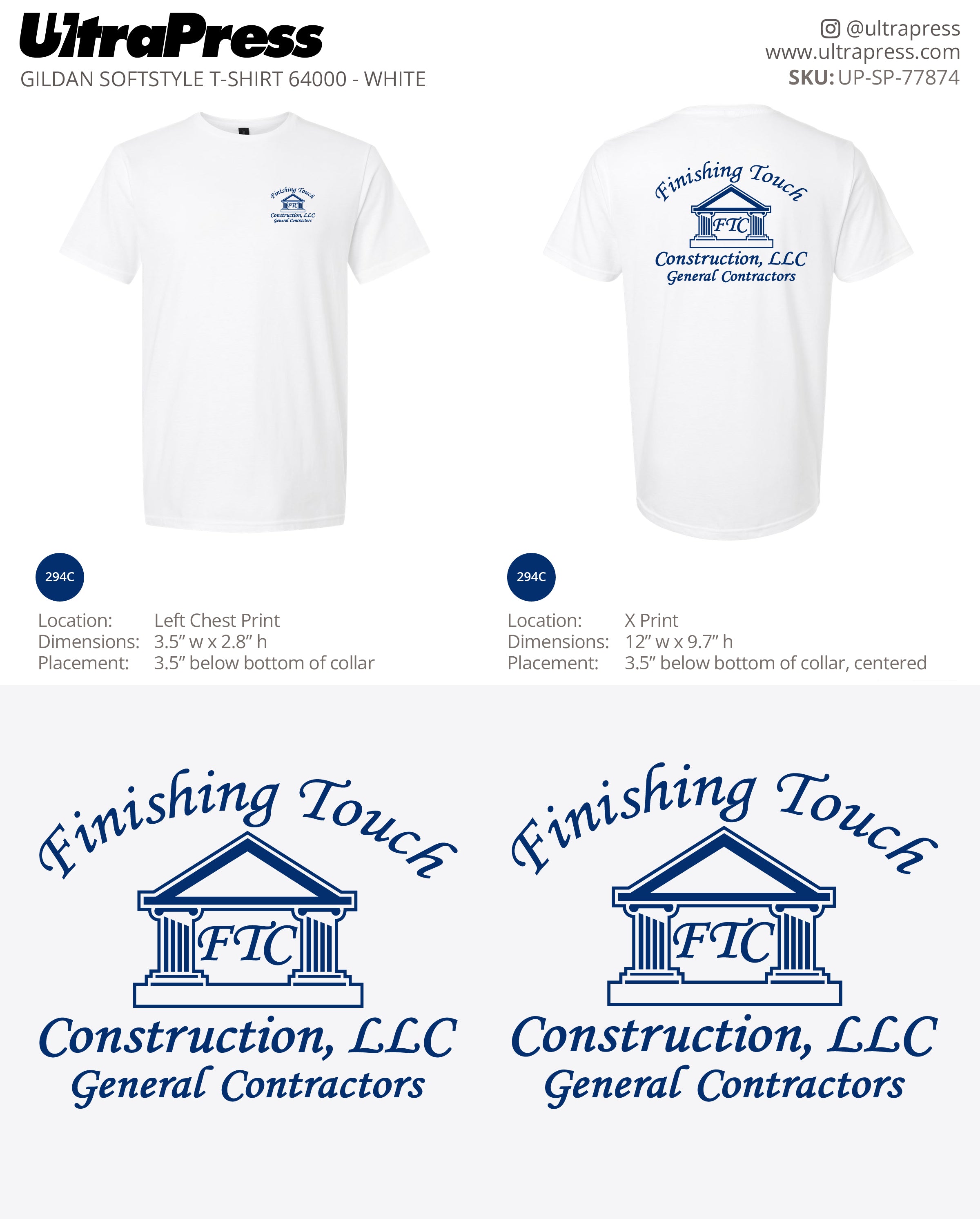 UP-SP-77874 Finishing Touch Construction LLC - Esteban Perez 100 Min Qty (Bulk)