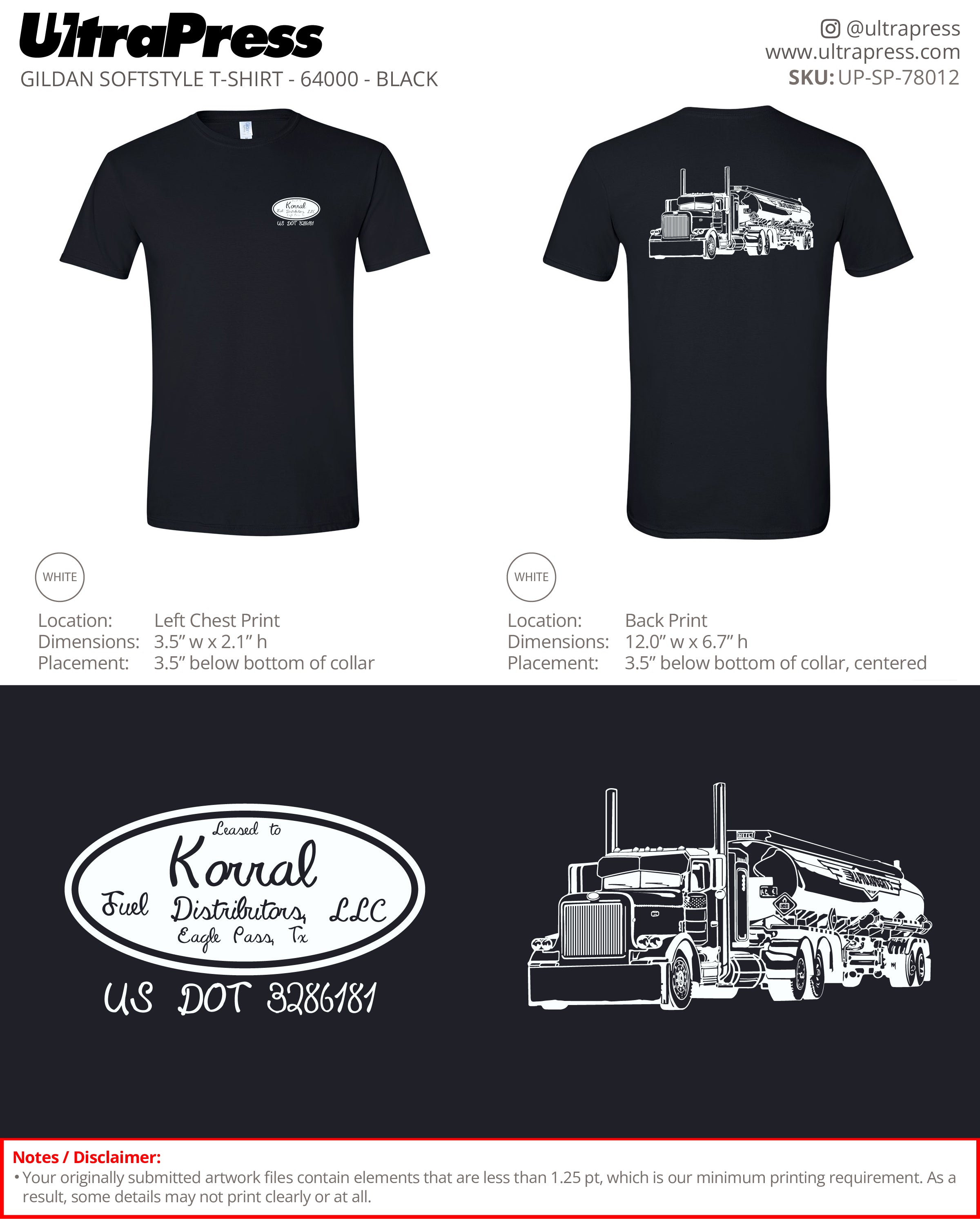 UP-SP-78012 Korral Fuel Distributors LLC - Carlos Mata 100 Min Qty (Bulk)