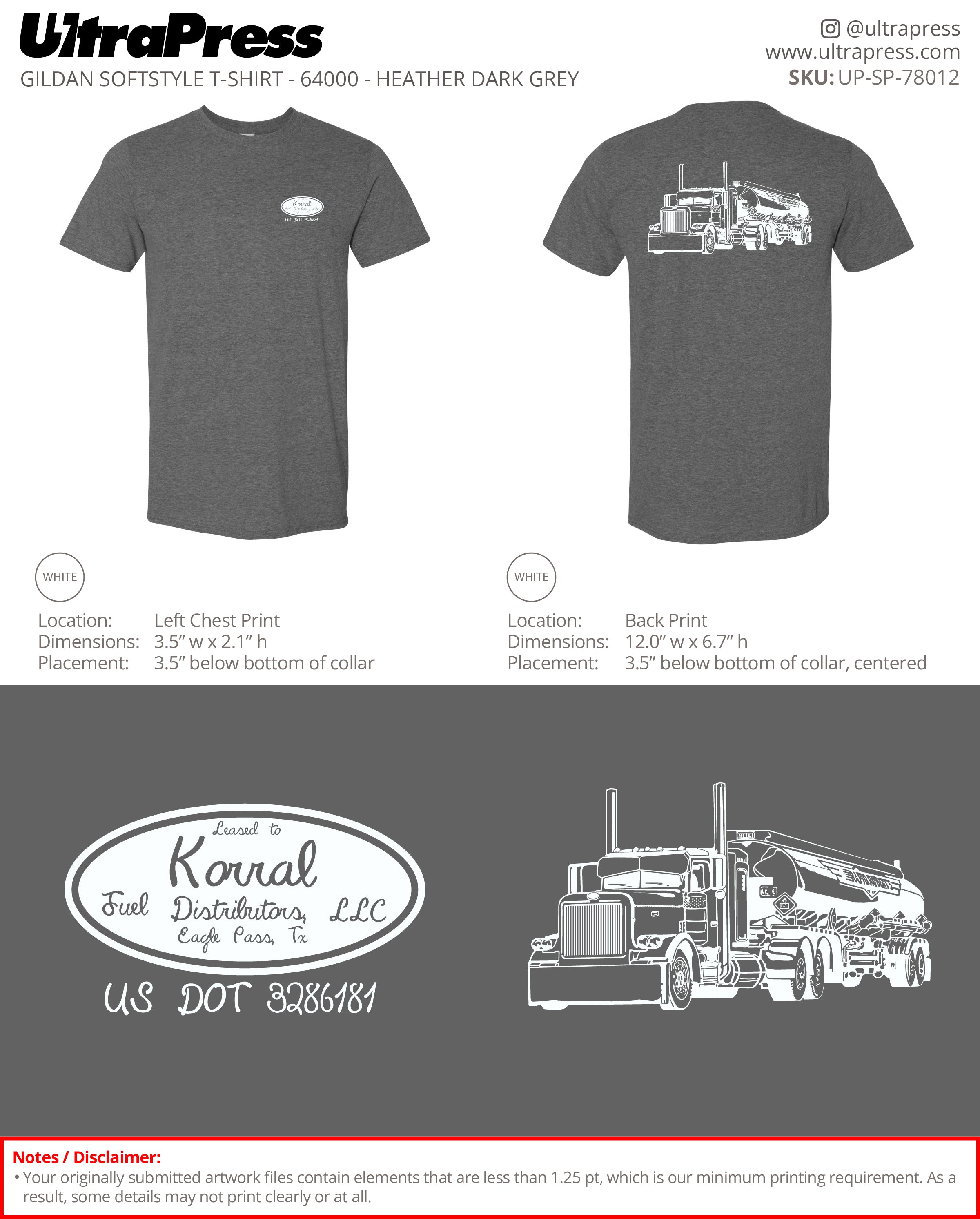 UP-SP-78012 Korral Fuel Distributors LLC - Carlos Mata 100 Min Qty (Bulk)