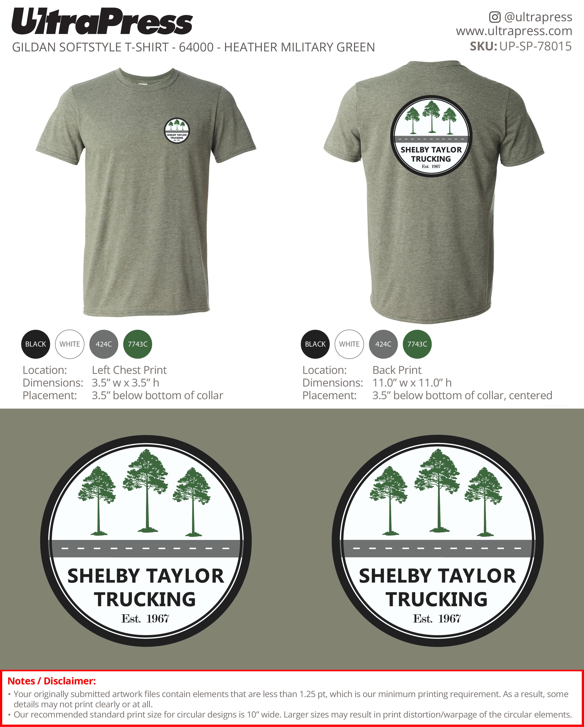 UP-SP-78015 Shelby Taylor Trucking - Grant Taylor 100 Min Qty (Bulk)