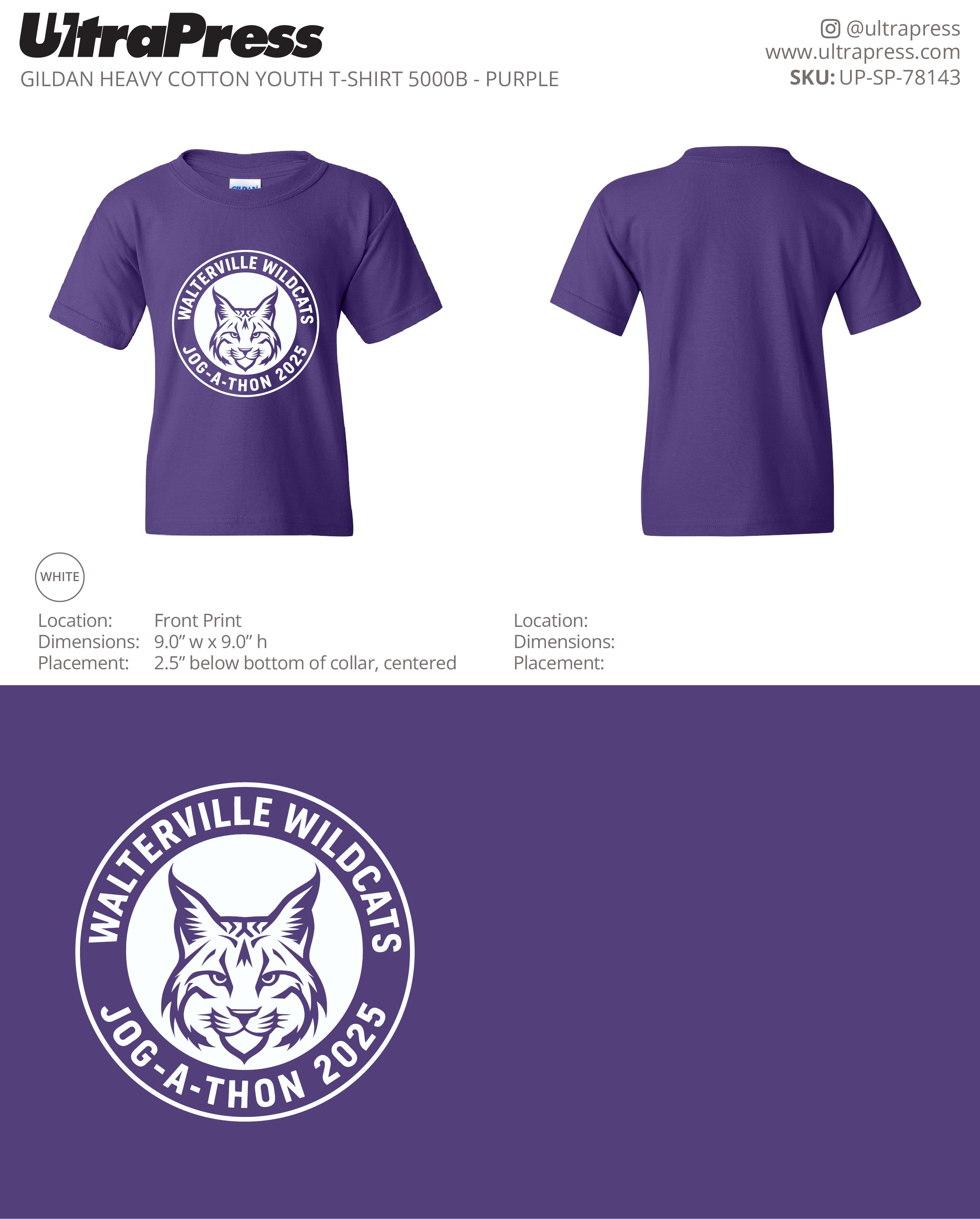 UP-SP-78143 Walterville Wildcats - Leslie Burwell 100 Min Qty (Bulk)