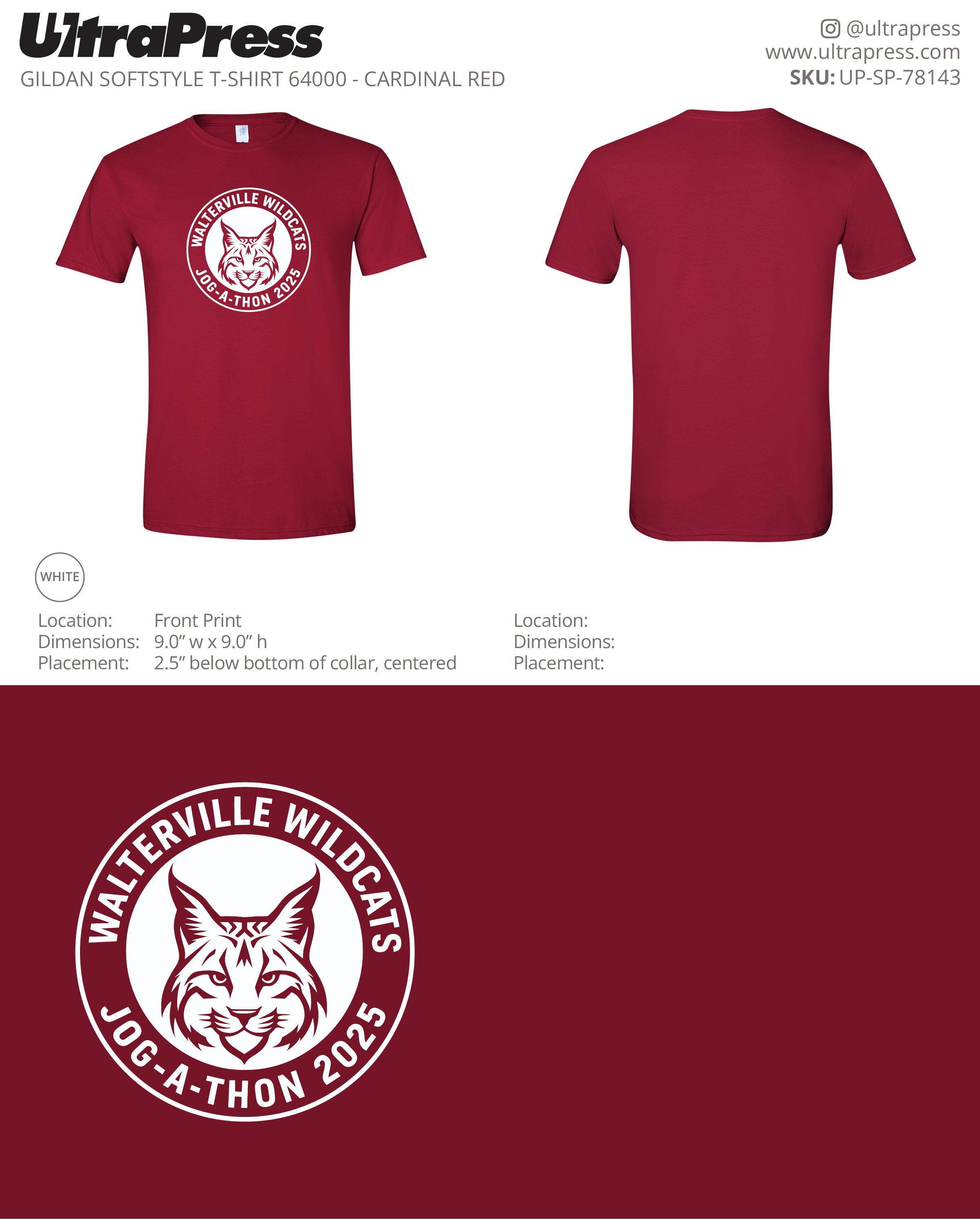 UP-SP-78143 Walterville Wildcats - Leslie Burwell 100 Min Qty (Bulk)