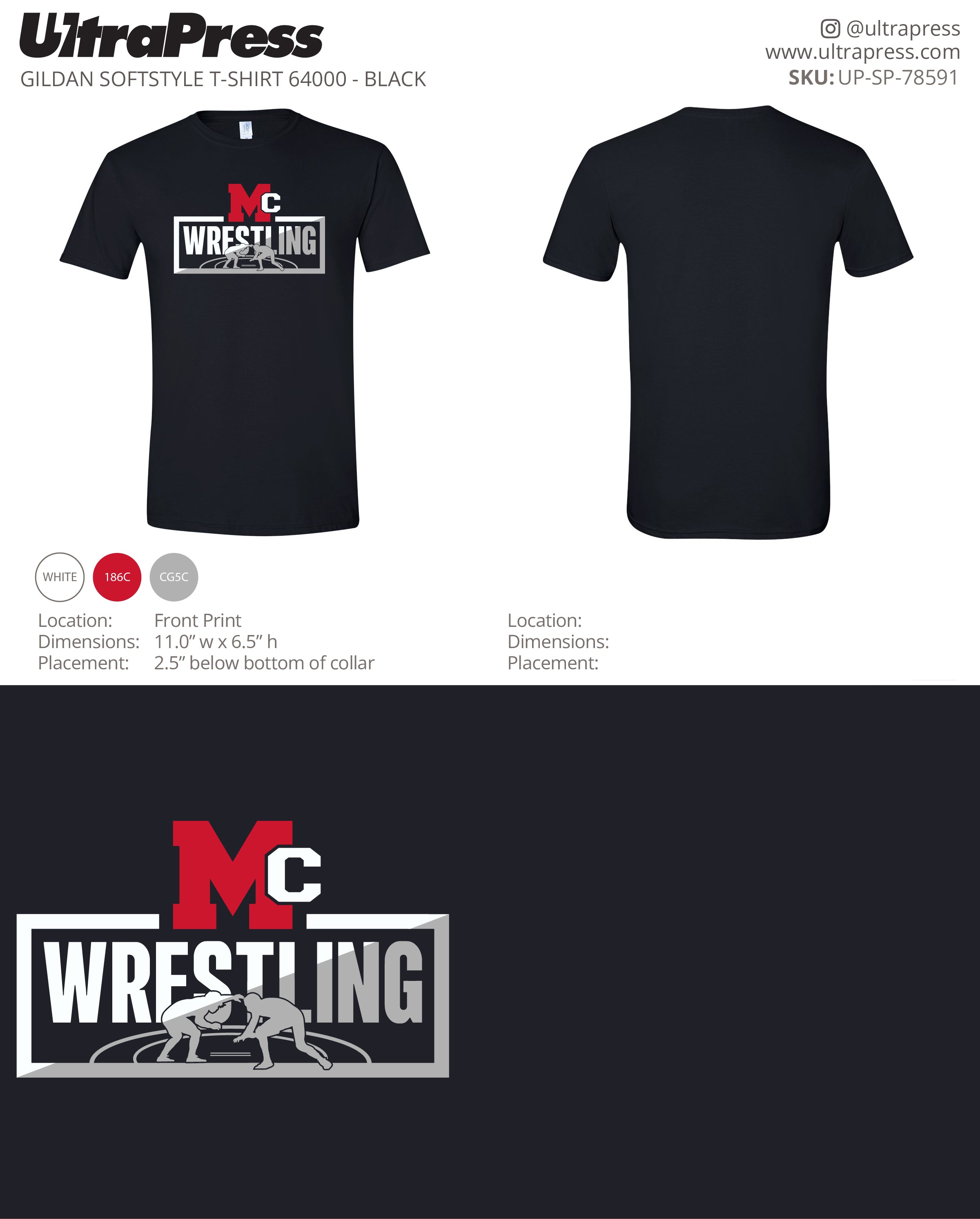 UP-SP-78591 Mc Wrestling Black Shirt Mike Herlands 100 Min Qty (Bulk)