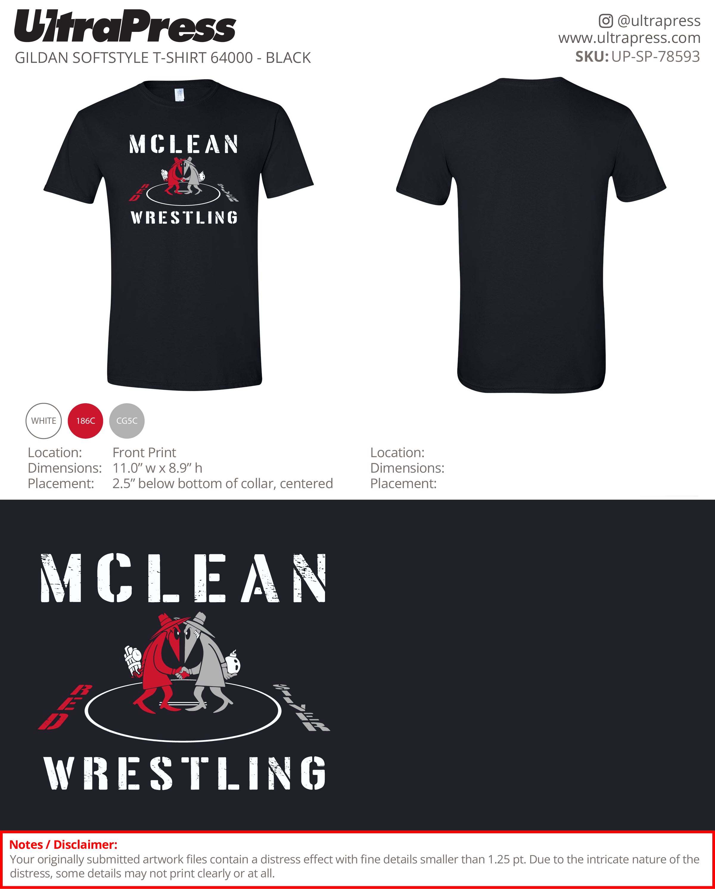 UP-SP-78593 McLean Wrestling Red Silver - Mike Herlands 100 Min Qty (Bulk)