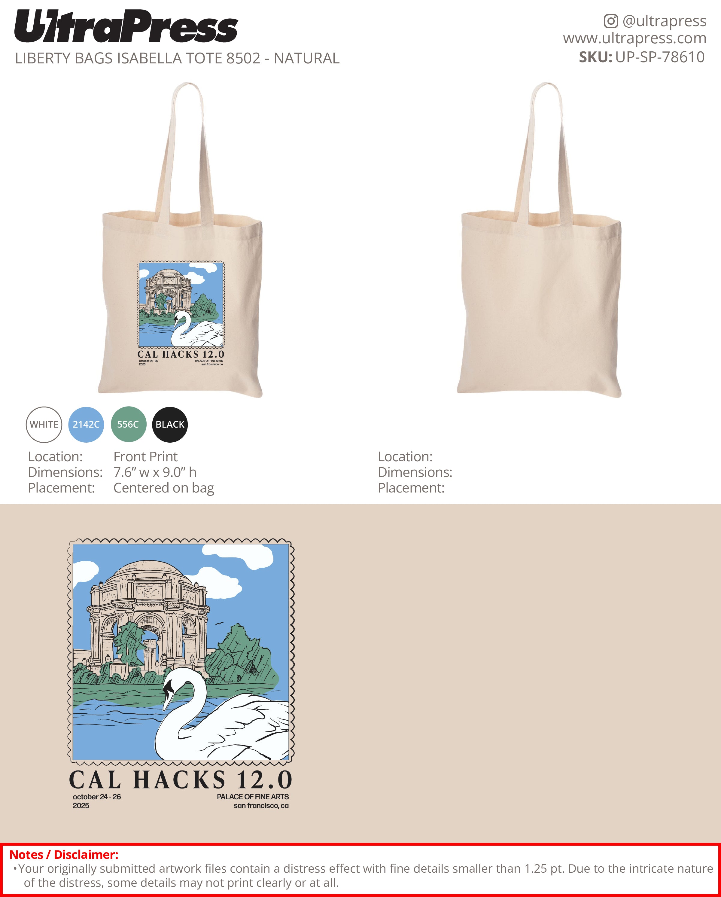 UP-SP-78610 Cal Hacks 12.0 Totes - Charlie Huang 2800 Min Qty (Bulk)