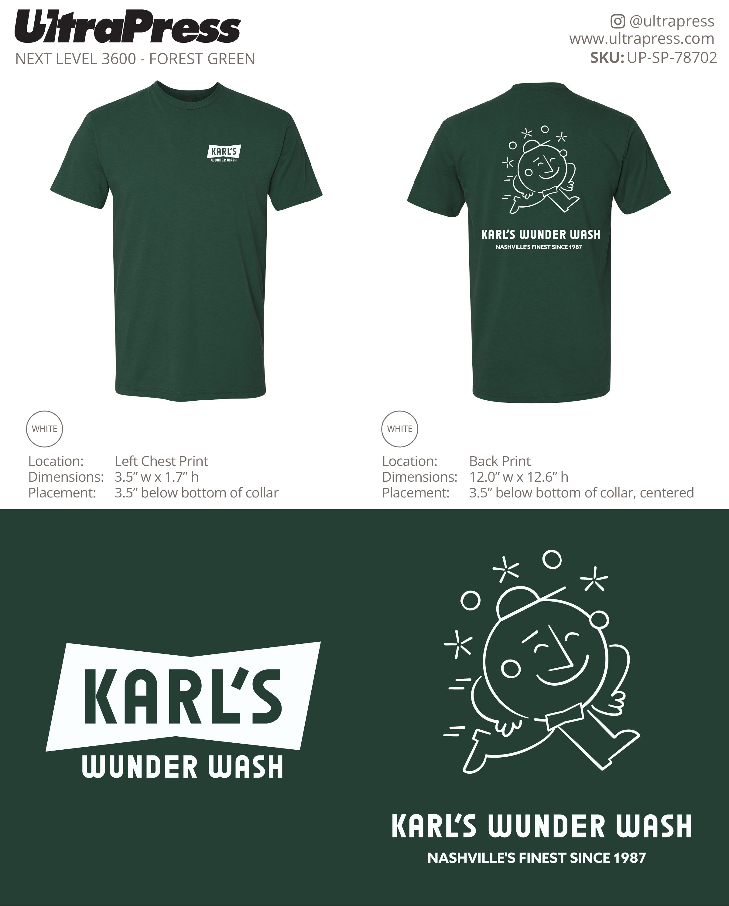 UP-SP-78702 Brentwood Auto Wash Shirt White Ink - Alexandra 100 Min Qty (Bulk)