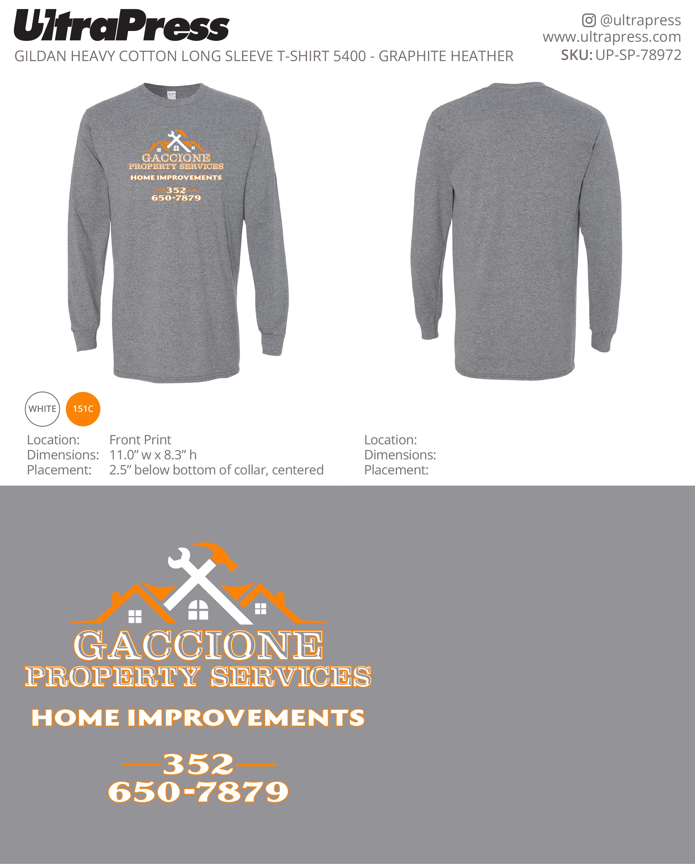 UP-SP-78972 Gaccione Property Services Front Print - Anthony Gaccione 50 Min Qty (Bulk)