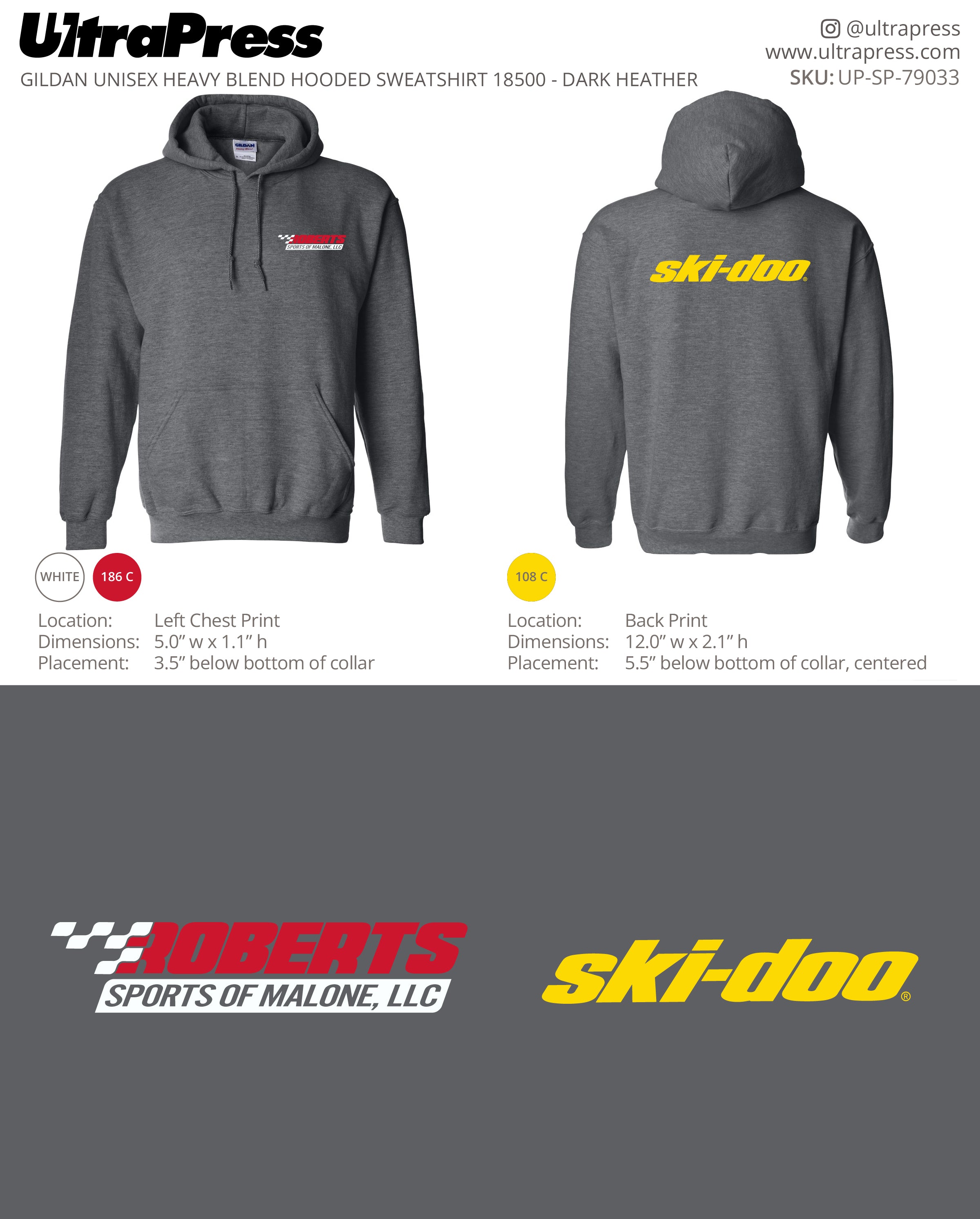 UP-SP-79033 Roberts Sports of Malone, LLC Hoodies - Pattie Hogan 50 Min Qty (Bulk)