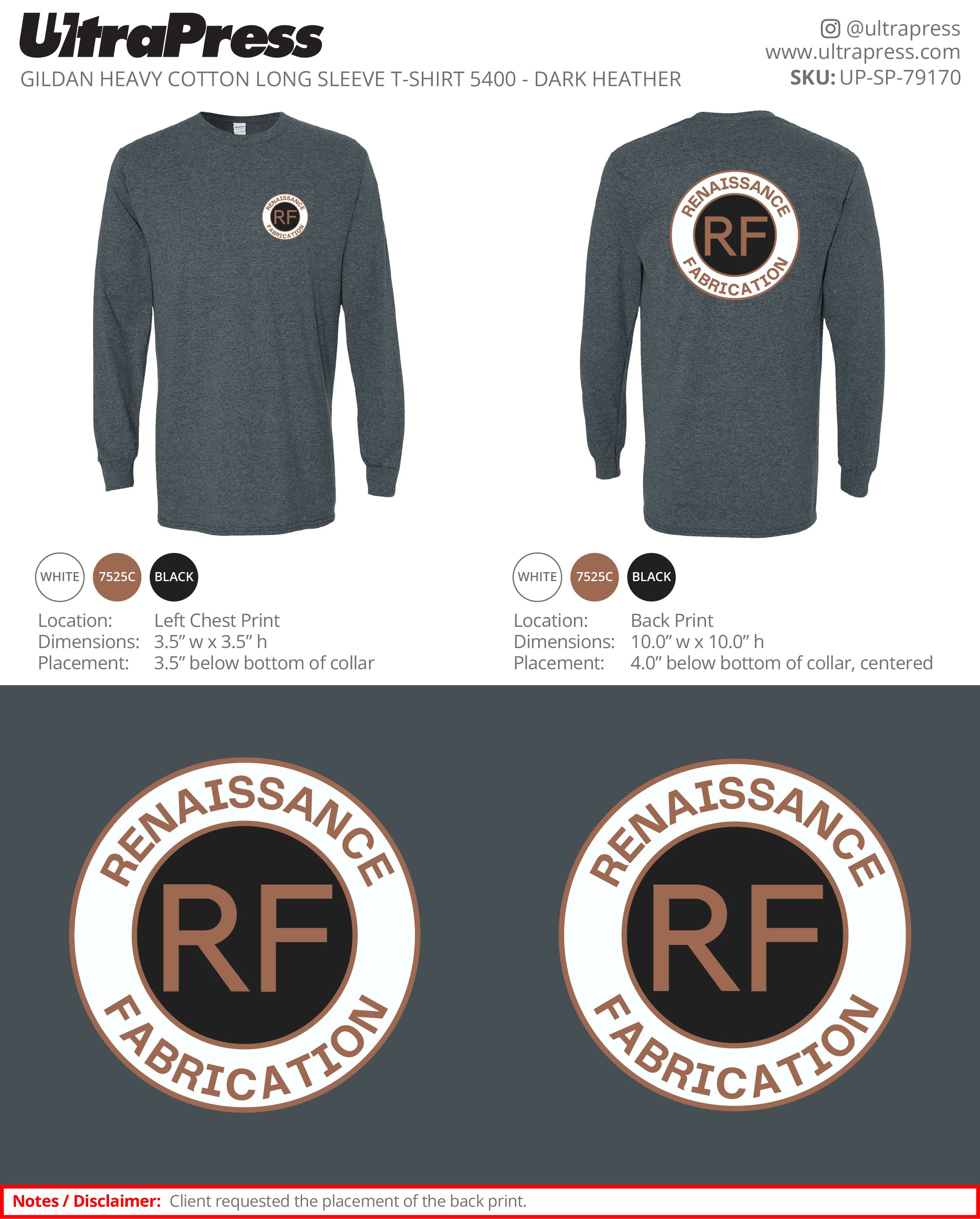 UP-SP-79170 Renaissance Fabrication 3 color LS - Robyn Bates 50 Min Qty (Bulk)